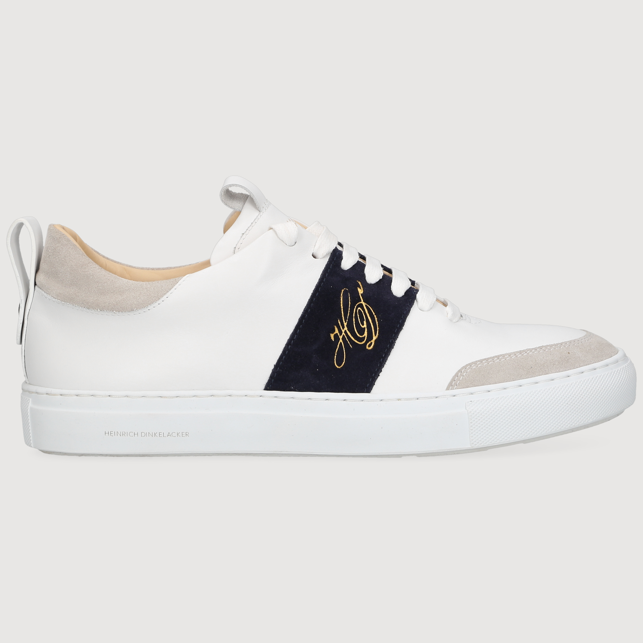 Heinrich Dinkelacker Men's Sneaker Turin Plain White/Navy