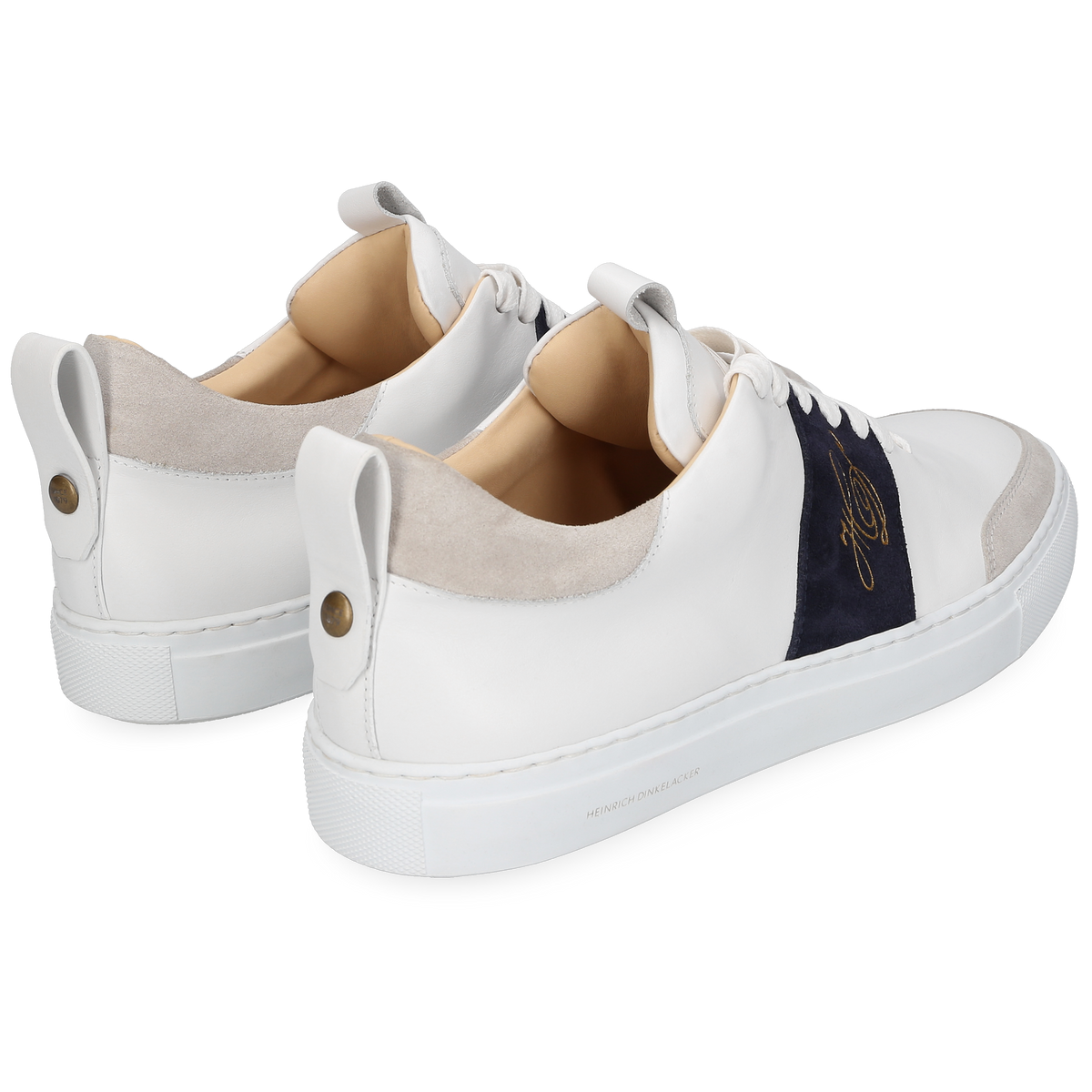 Heinrich Dinkelacker Men's Sneaker Turin Plain White/Navy