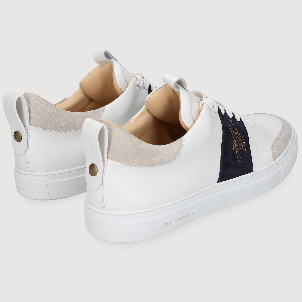 Heinrich Dinkelacker Herren Sneaker Turin Plain Weiß/Navy