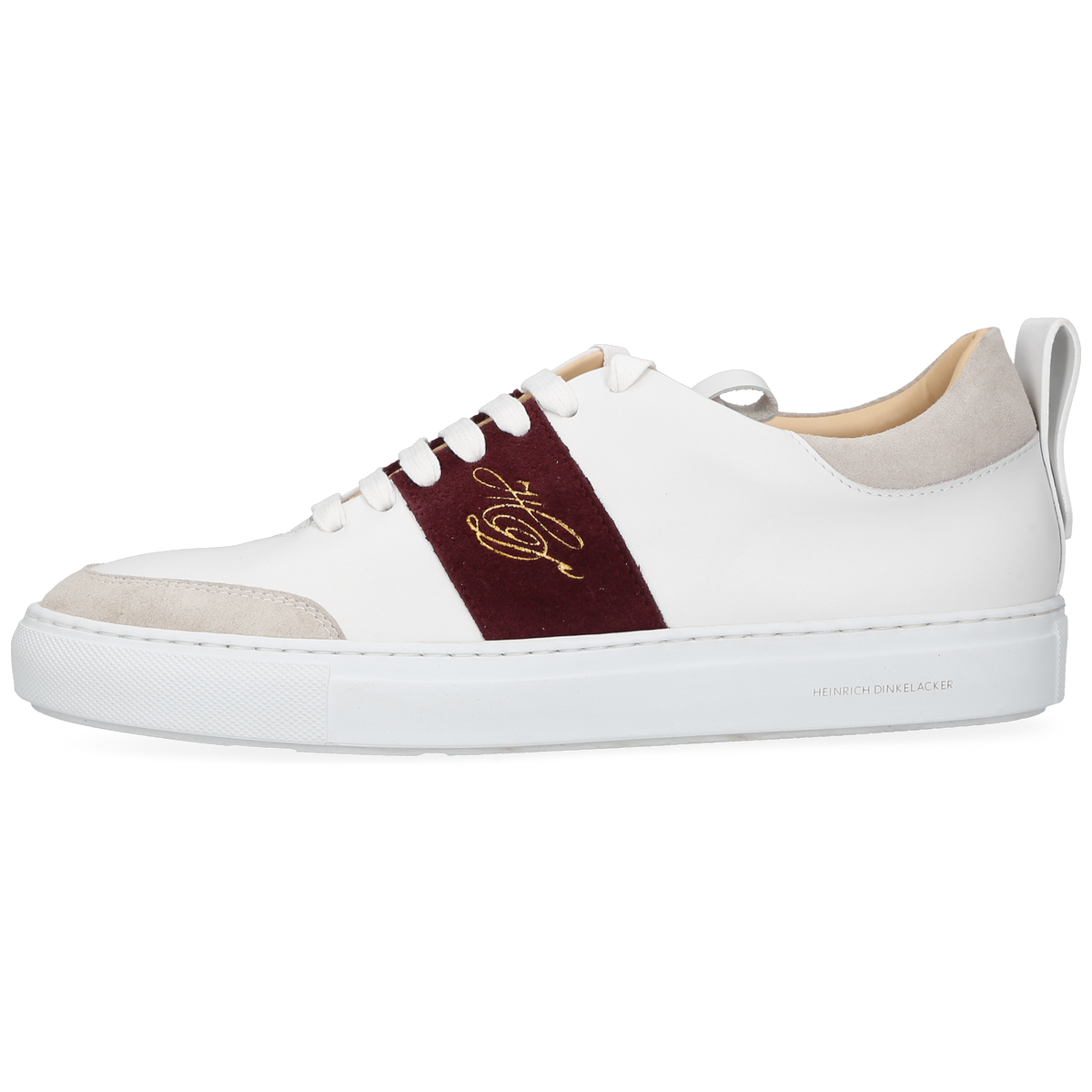 Heinrich Dinkelacker Men's Sneaker Turin Plain White/Bordo