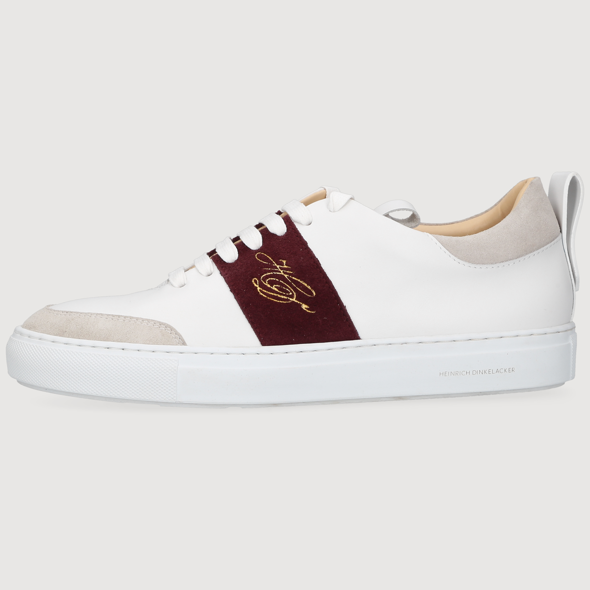 Heinrich Dinkelacker Herren Sneaker Turin Plain Weiß/Bordo