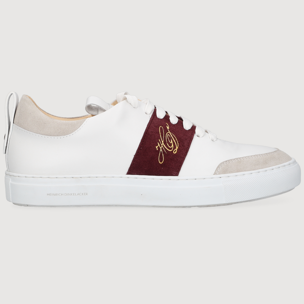 Heinrich Dinkelacker Men's Sneaker Turin Plain White/Bordo