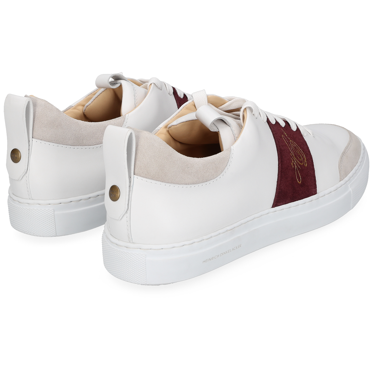 Heinrich Dinkelacker Men's Sneaker Turin Plain White/Bordo