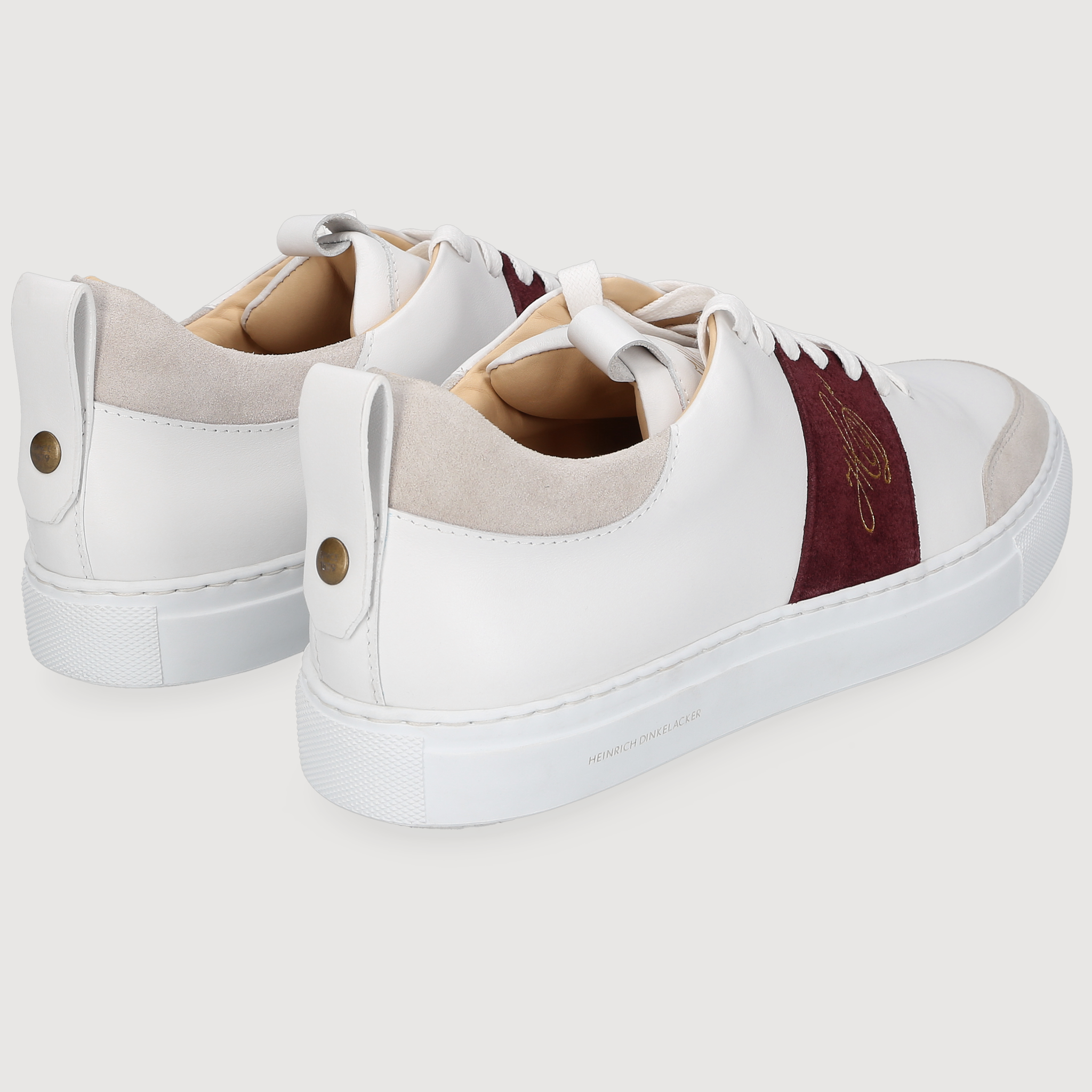 Heinrich Dinkelacker Herren Sneaker Turin Plain Weiß/Bordo