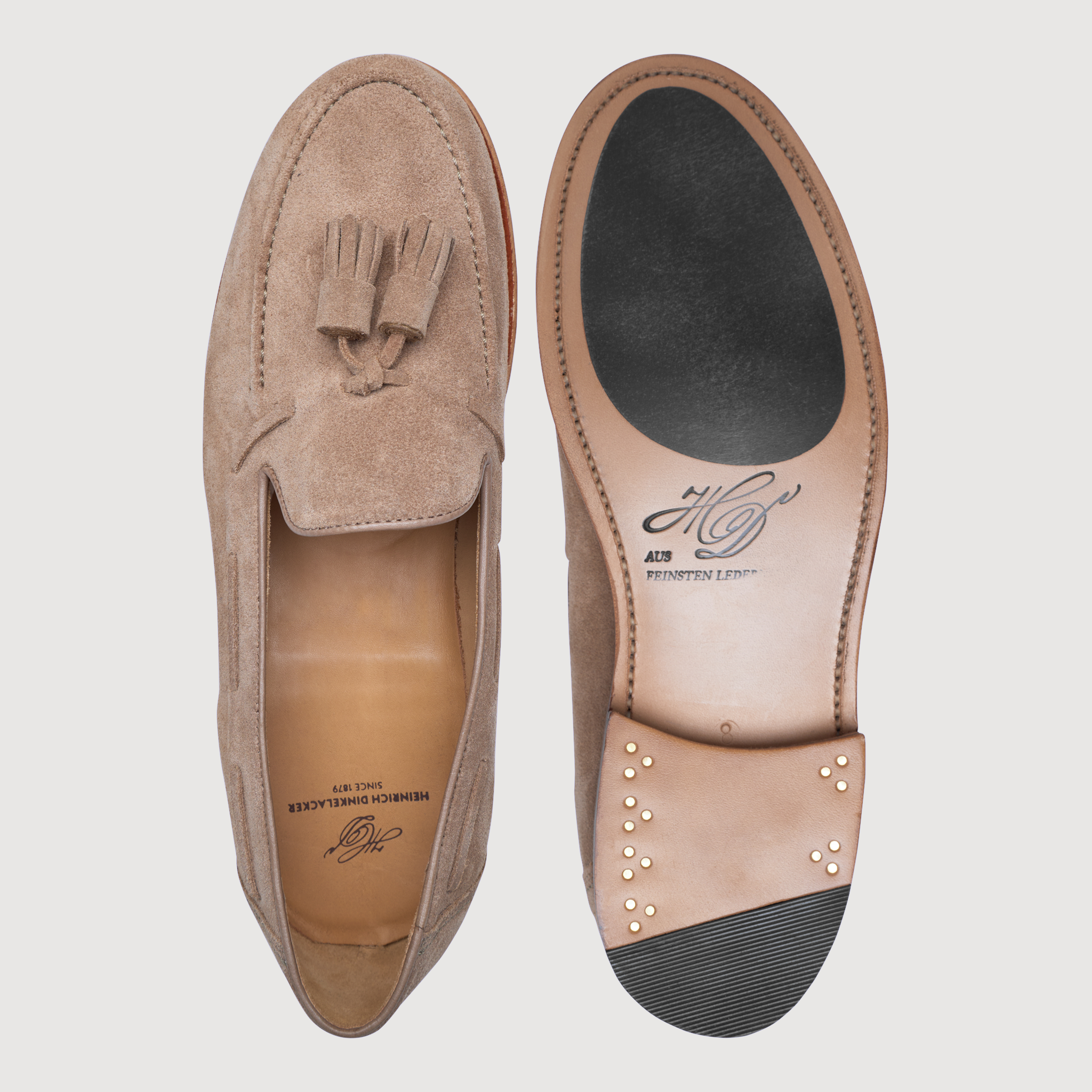 Heinrich Dinkelacker Herren Loafer Wien Plain Tassel V - Beige