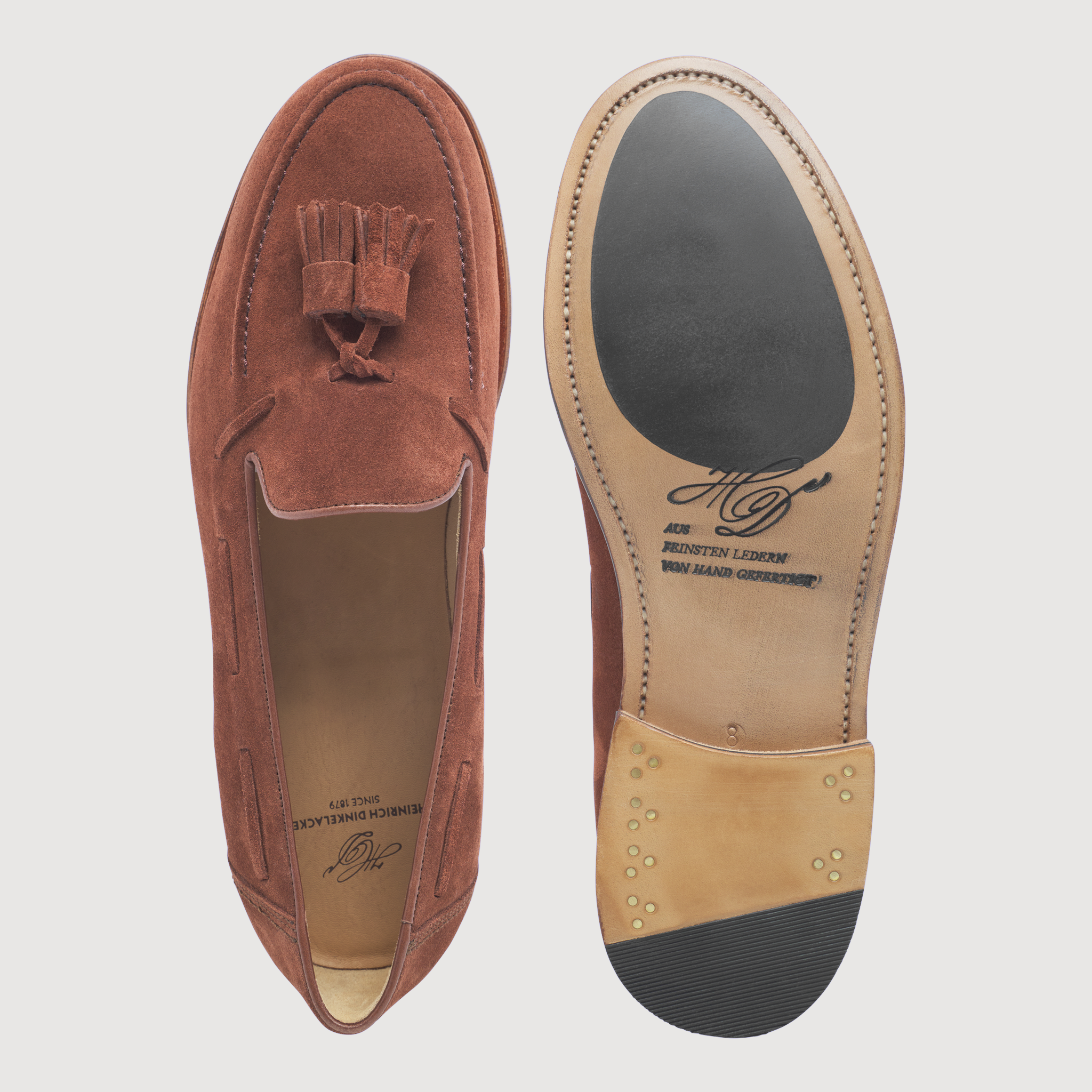 Heinrich Dinkelacker Herren Loafer Wien Plain Tassel V - Rotbraun
