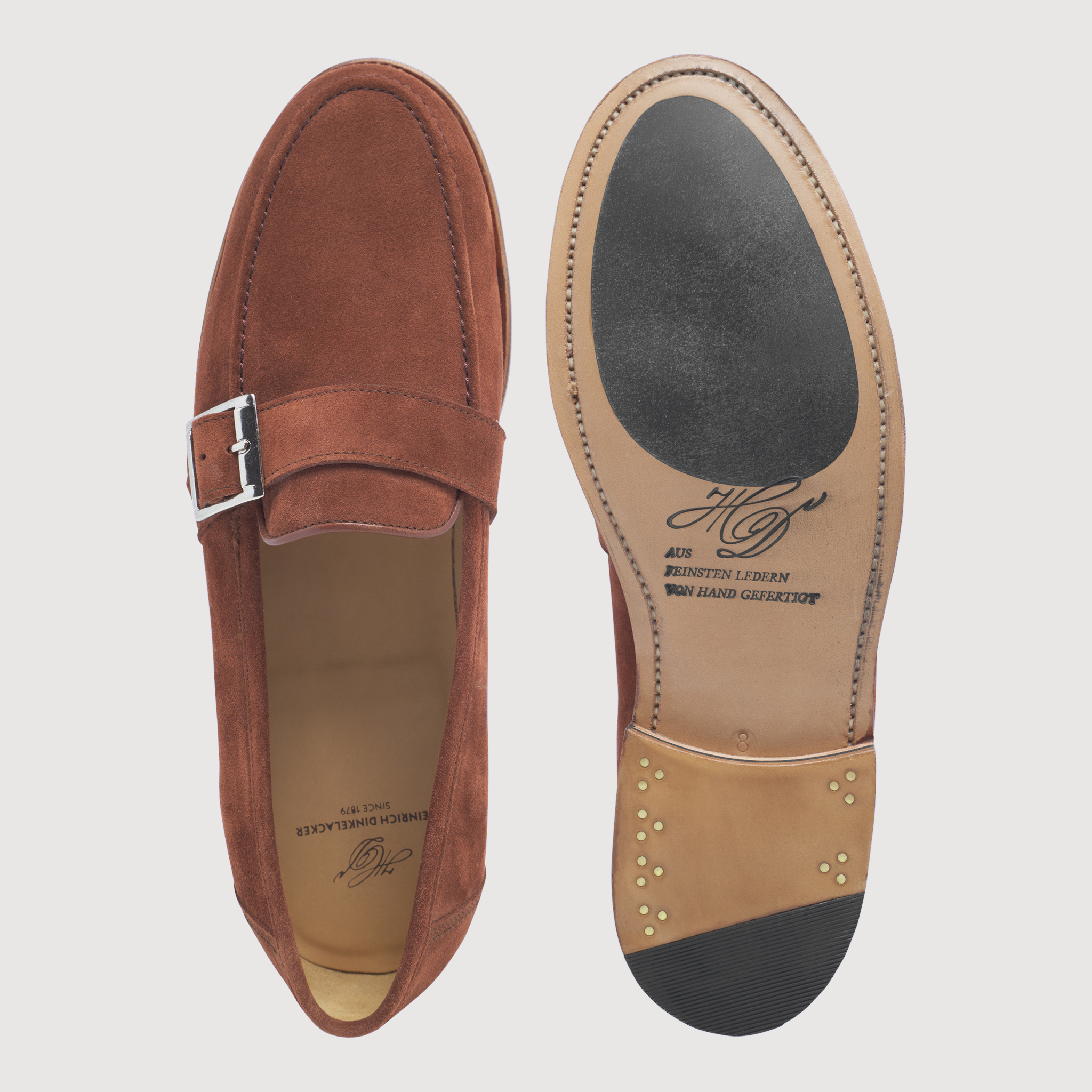 Heinrich Dinkelacker Herren Loafer Wien Single Monk V - Rotbraun
