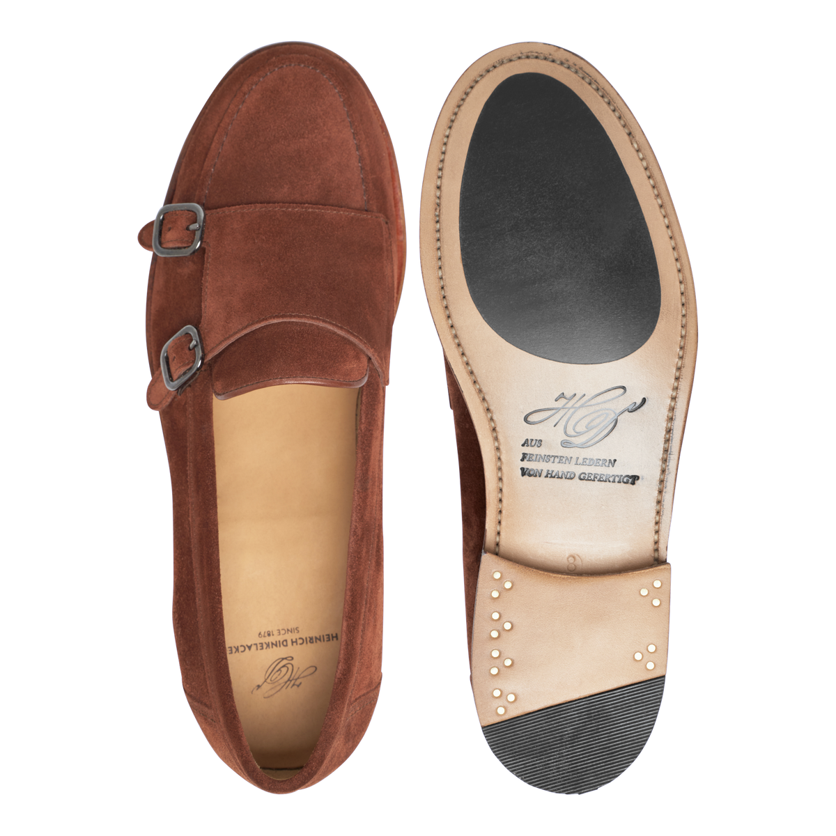 Heinrich Dinkelacker Herren Loafer Wien Double Monk V - Rotbraun