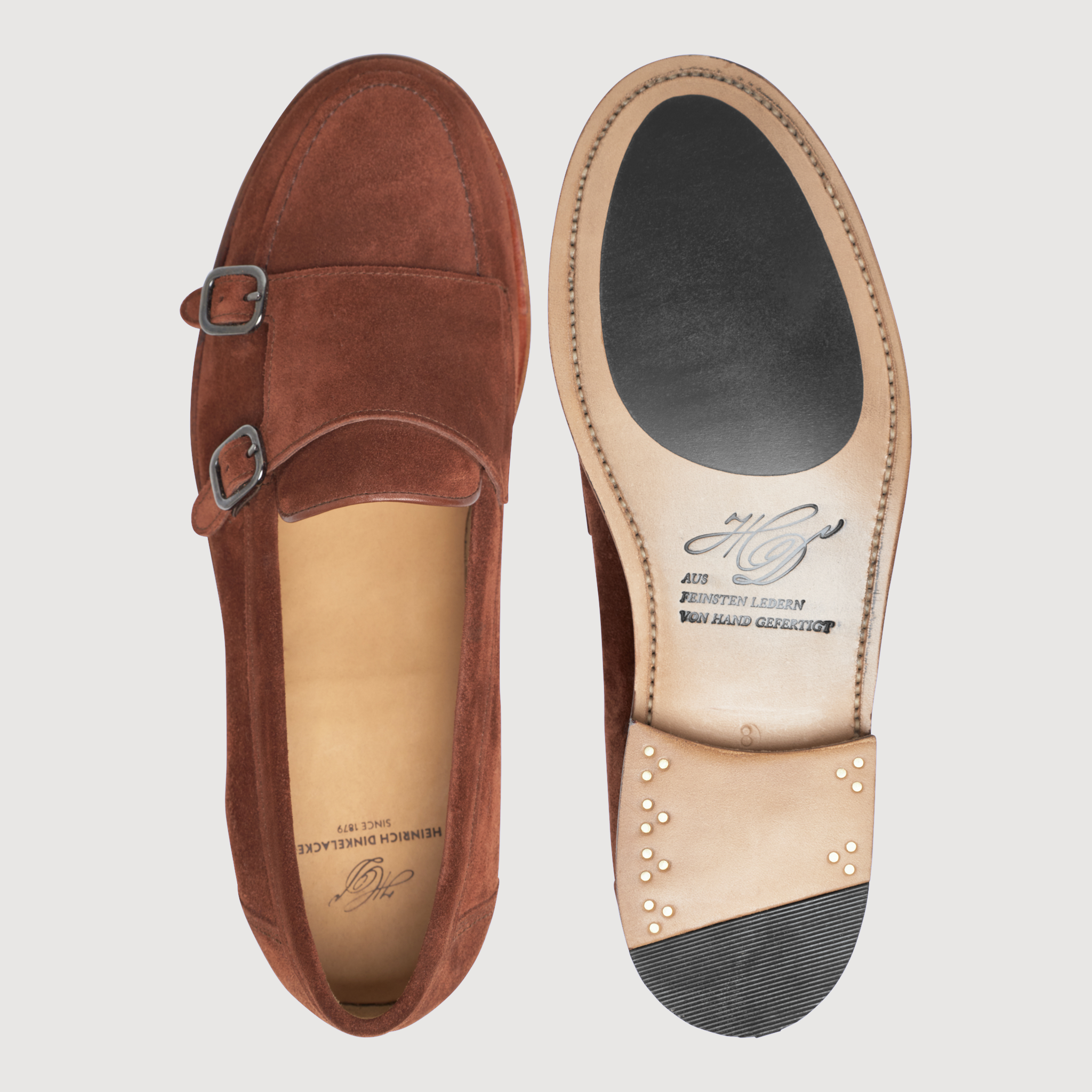 Heinrich Dinkelacker Herren Loafer Wien Double Monk V - Rotbraun