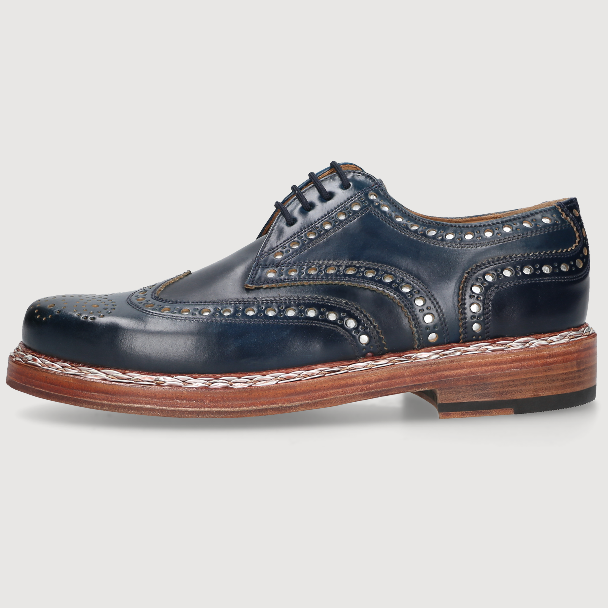 Heinrich Dinkelacker Herren Klassiker Buda Full-Brogue Navy/Silver