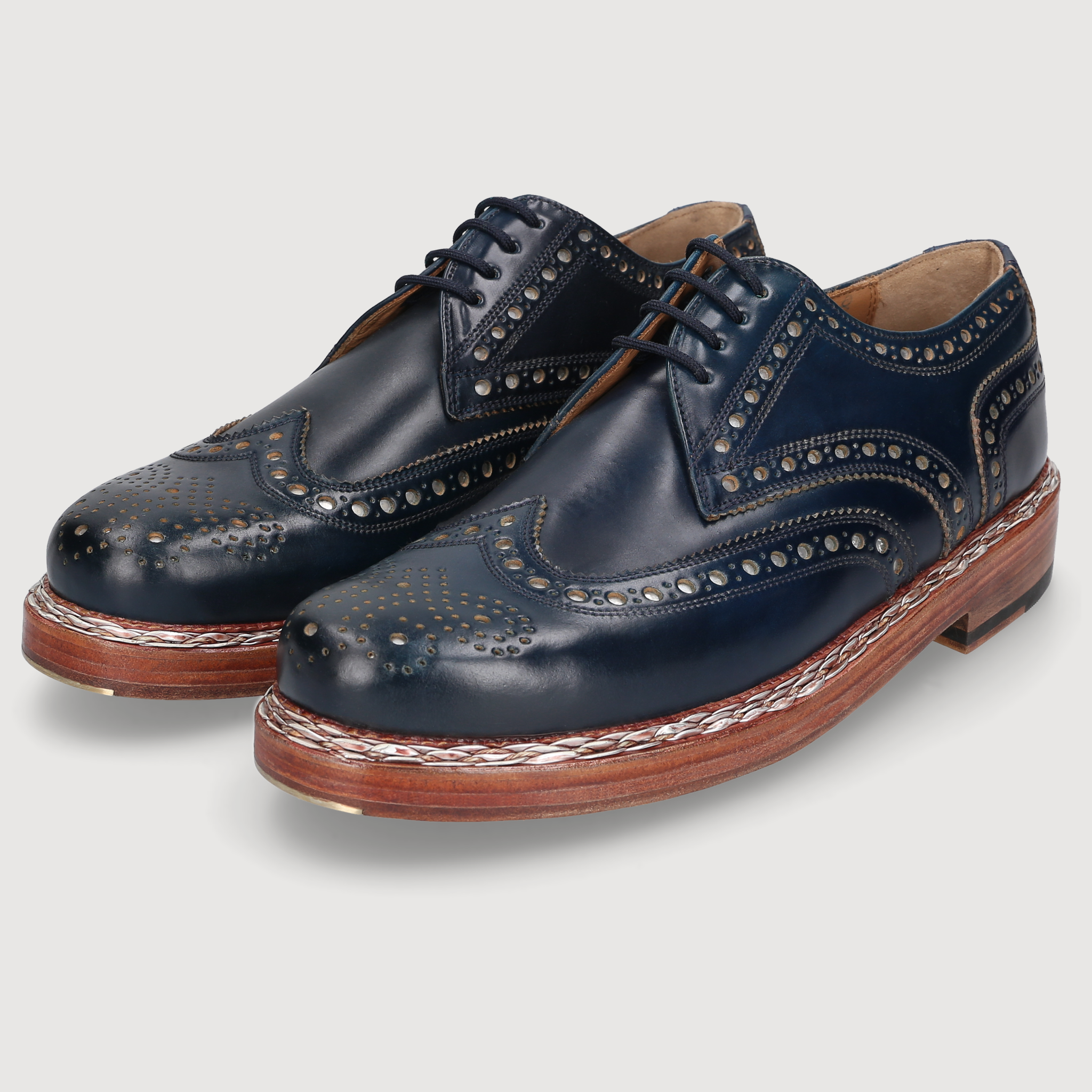 Heinrich Dinkelacker Herren Klassiker Buda Full-Brogue Navy/Silver