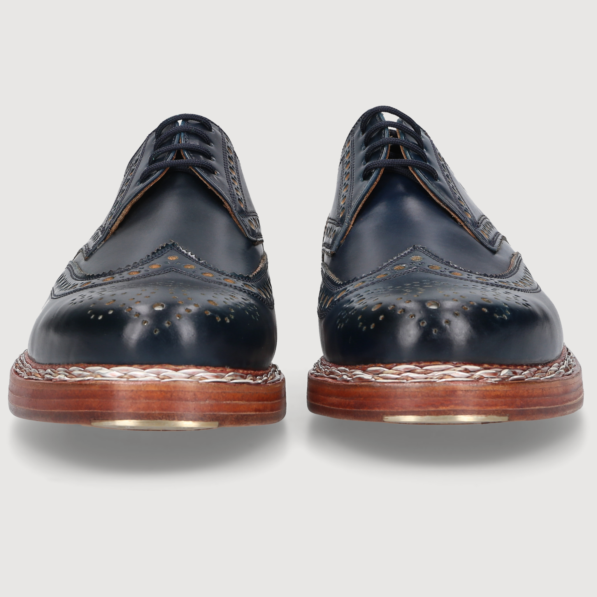 Heinrich Dinkelacker Herren Klassiker Buda Full-Brogue Navy/Silver