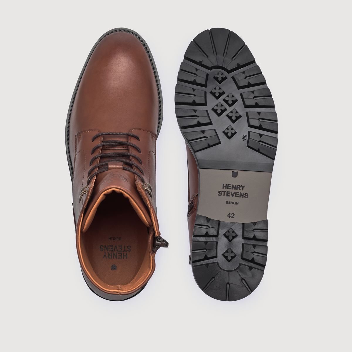 Henry Stevens Herren Boot Wallace Plain Dunkelbraun
