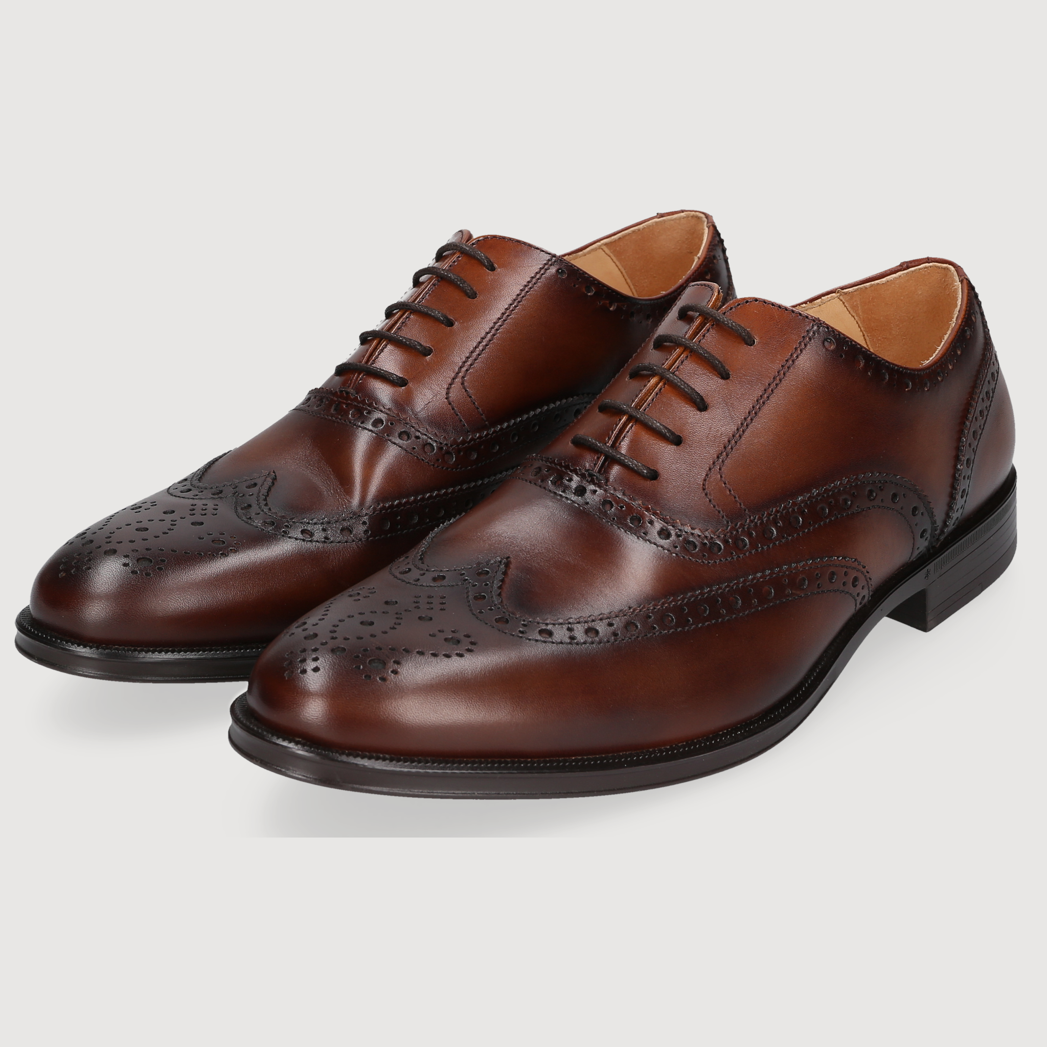 Henry Stevens Herren Klassiker Wes Full-Brogue Mittelbraun
