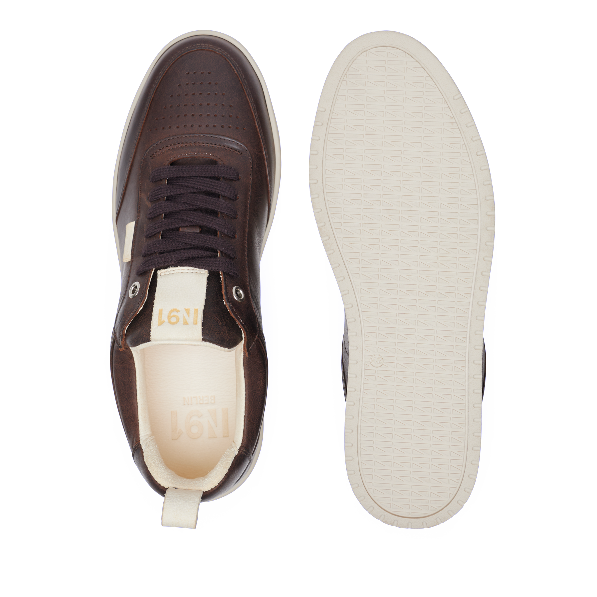 N91 Herren Sneaker Court Plain Dunkelbraun