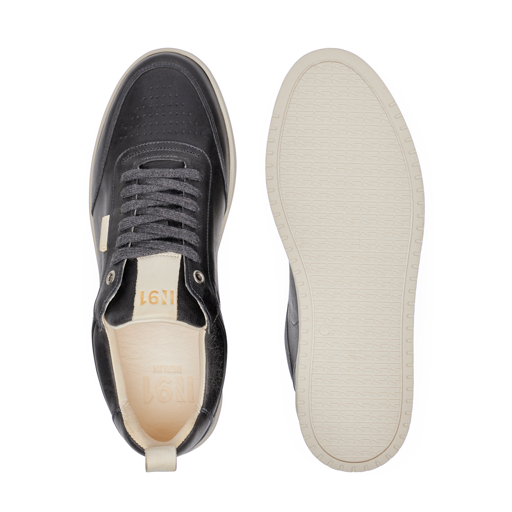 N91 Herren Sneaker Court Plain Grau