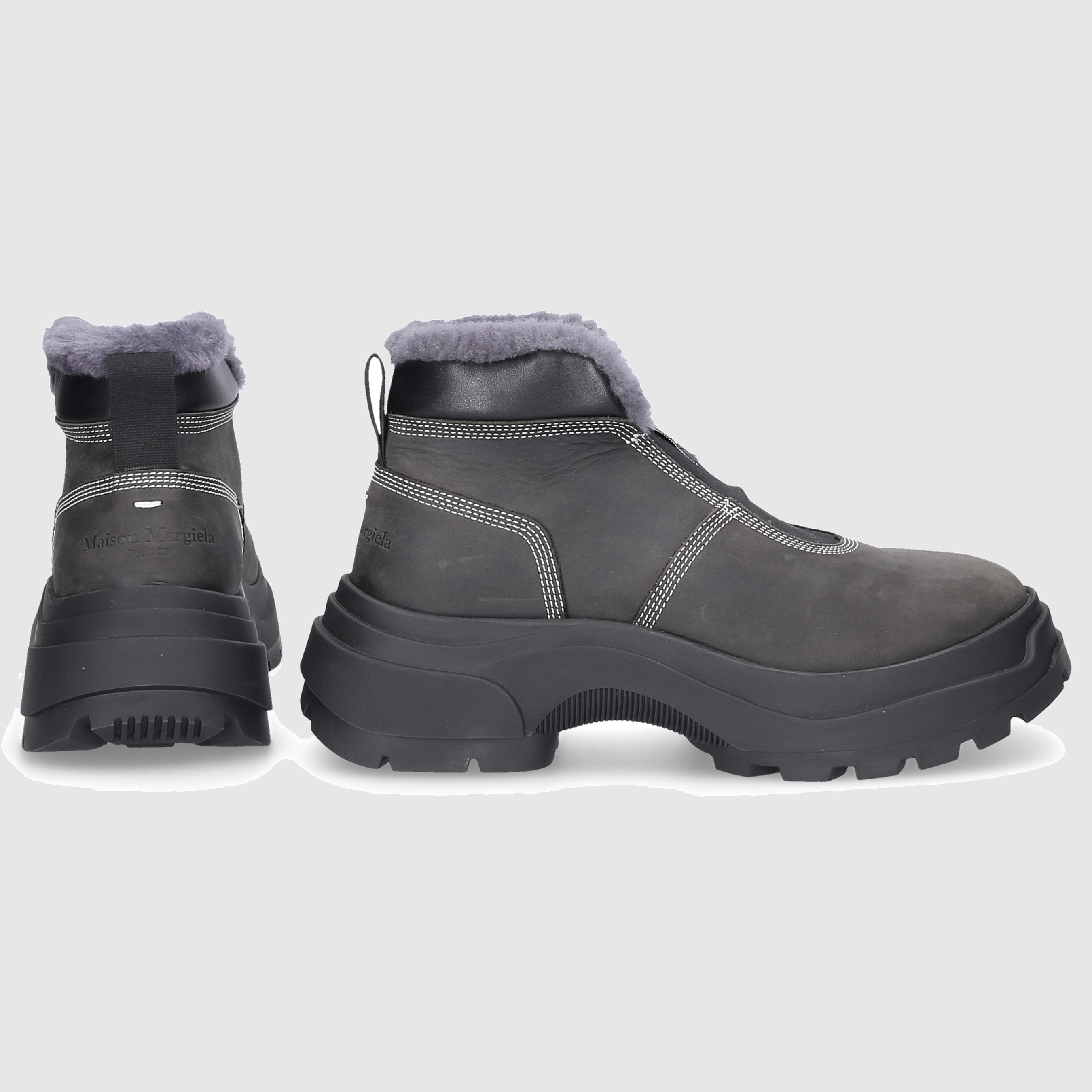 Maison Margiela Damen Stiefeletten FUR-TRIMMED Nubukleder
