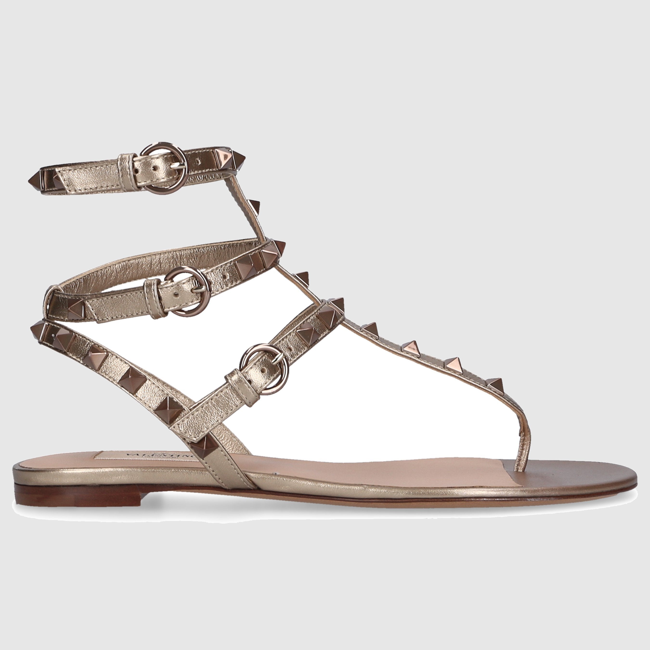 Valentino Garavani Damen Zehentrenner ROCKSTUD Kalbsleder
