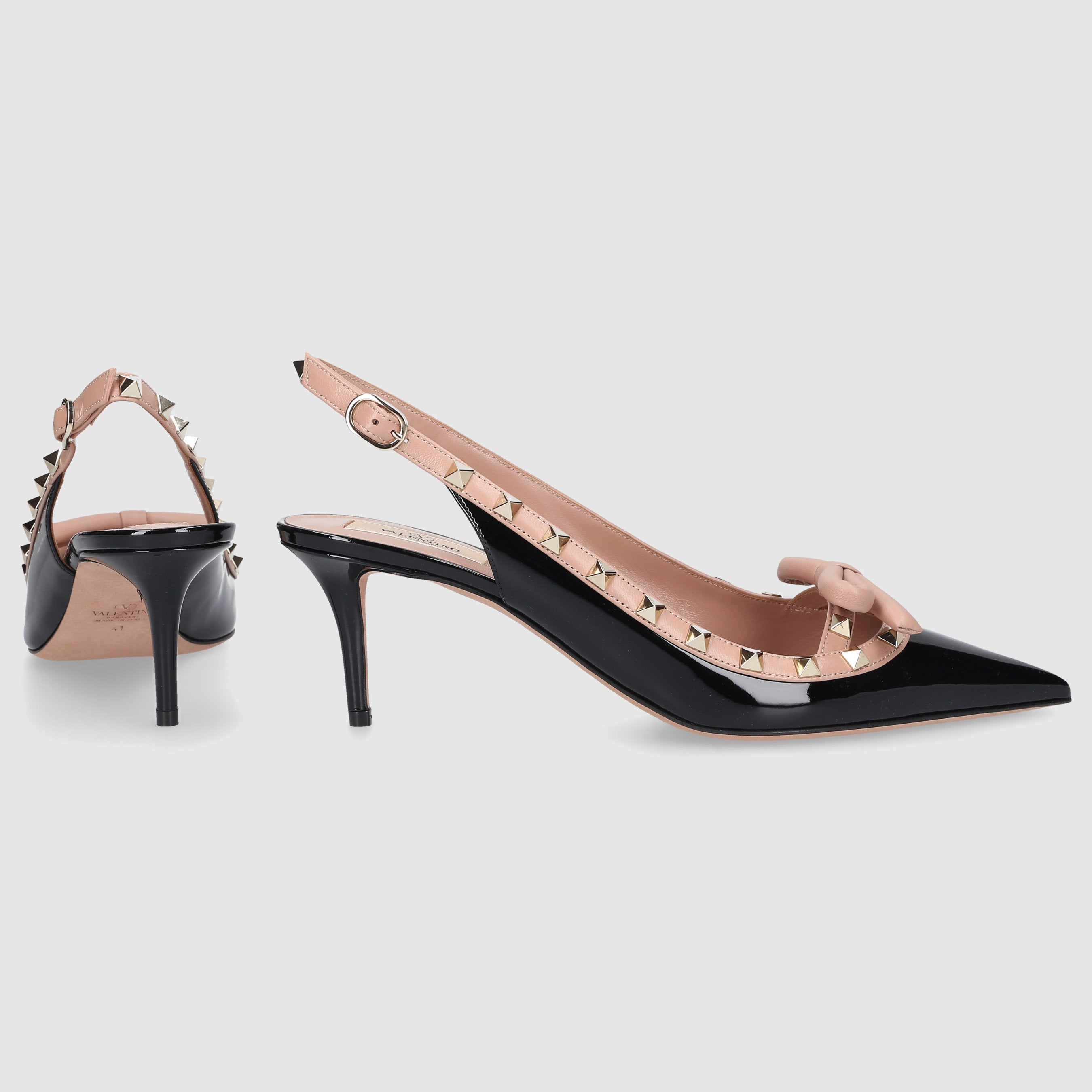 Valentino Garavani Damen Slingpumps ROCKSTUD BOW Lackleder
