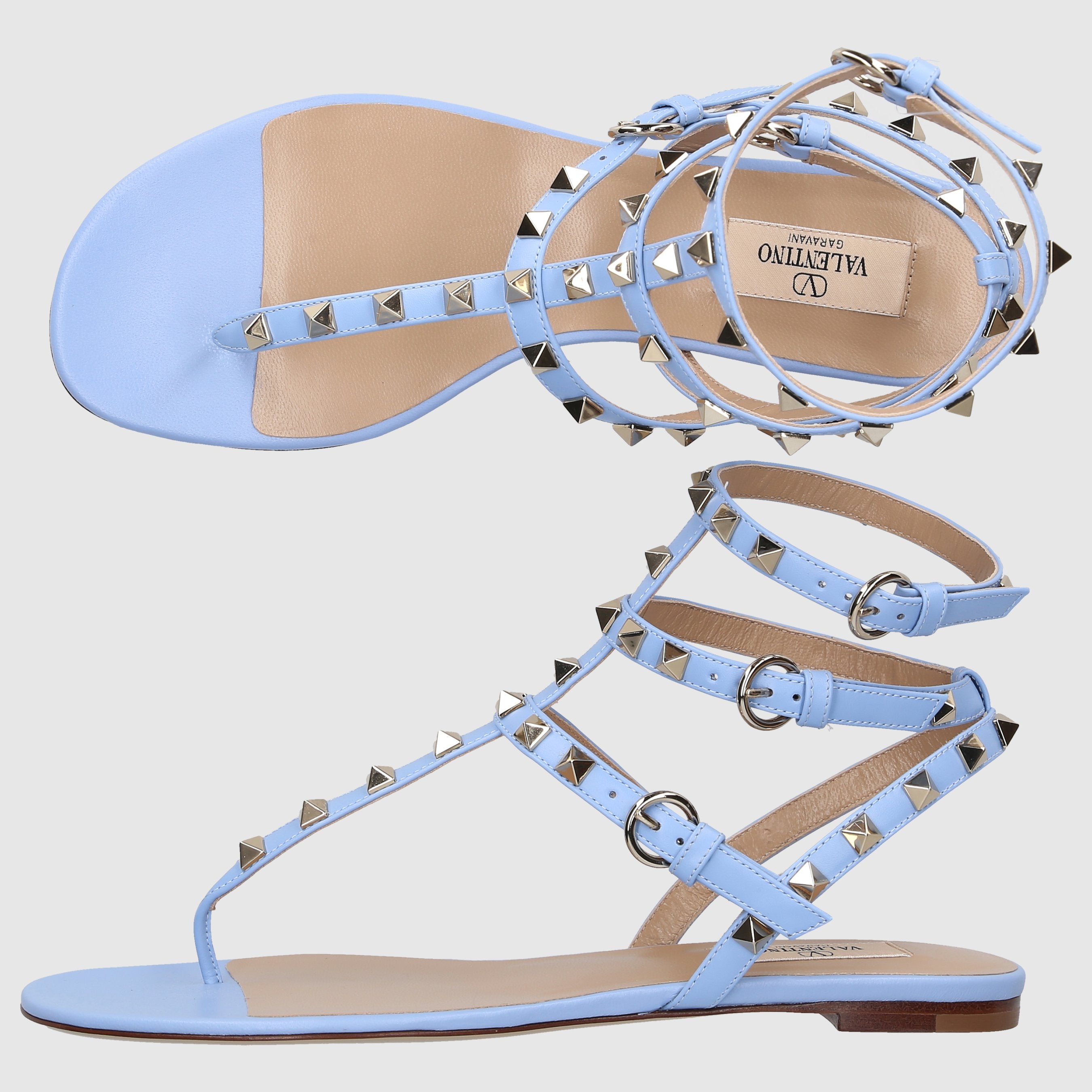 Valentino Garavani Damen Zehentrenner ROCKSTUD Kalbsleder