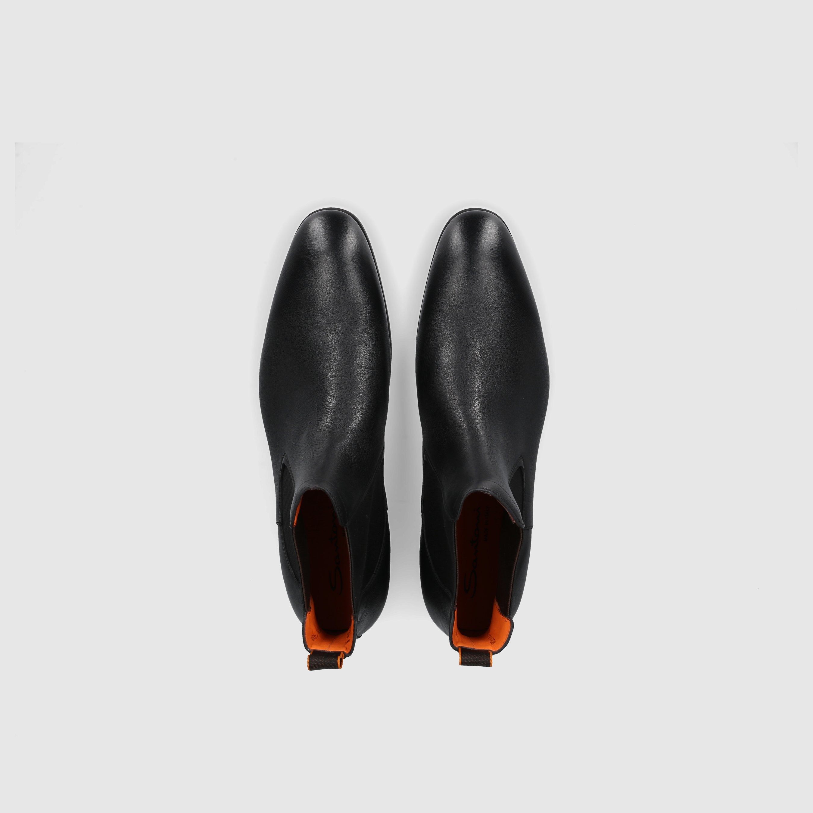Santoni Herren Stiefeletten 13414 Kalbsleder schwarz