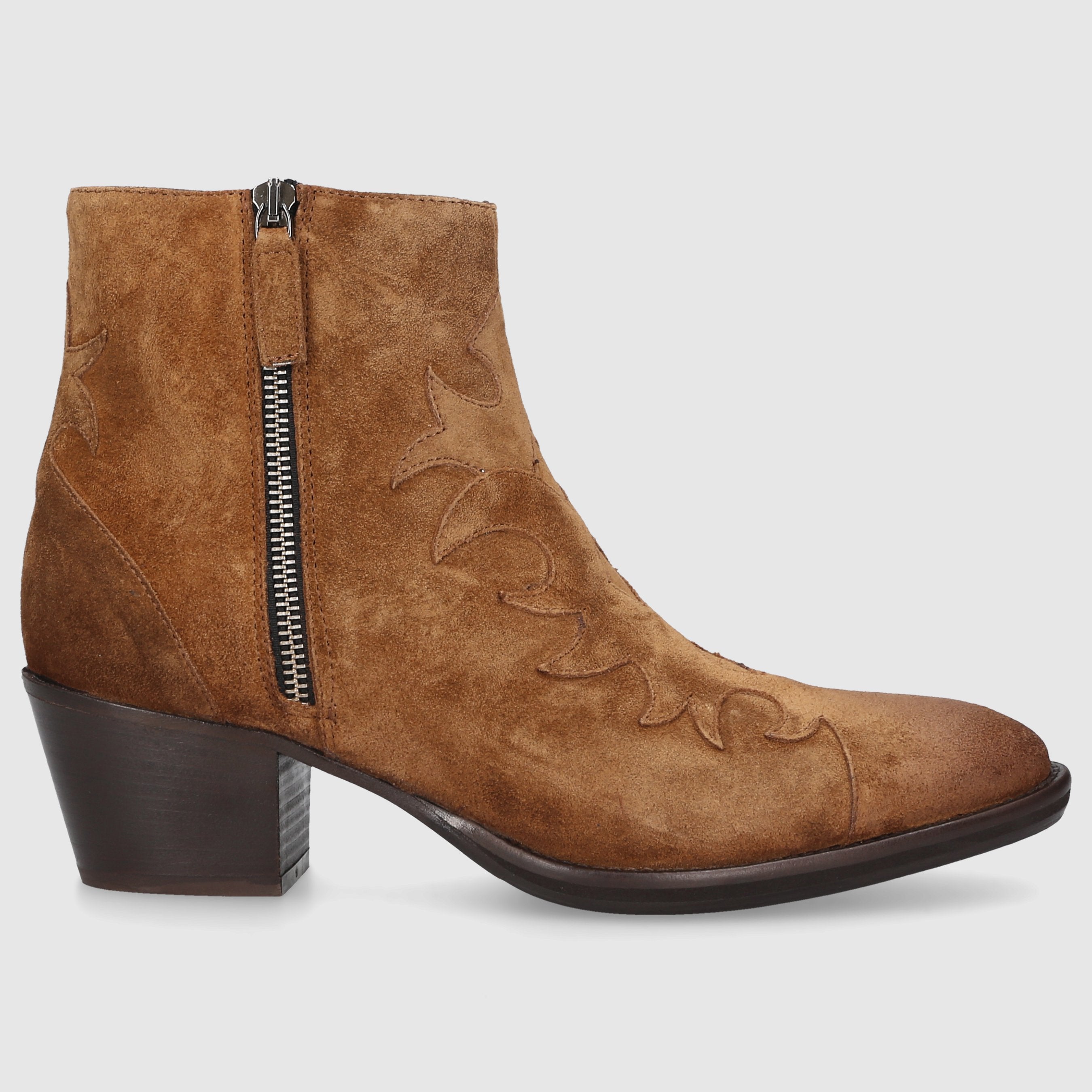EN AVANT Damen Stiefeletten 702-17 Veloursleder cognac
