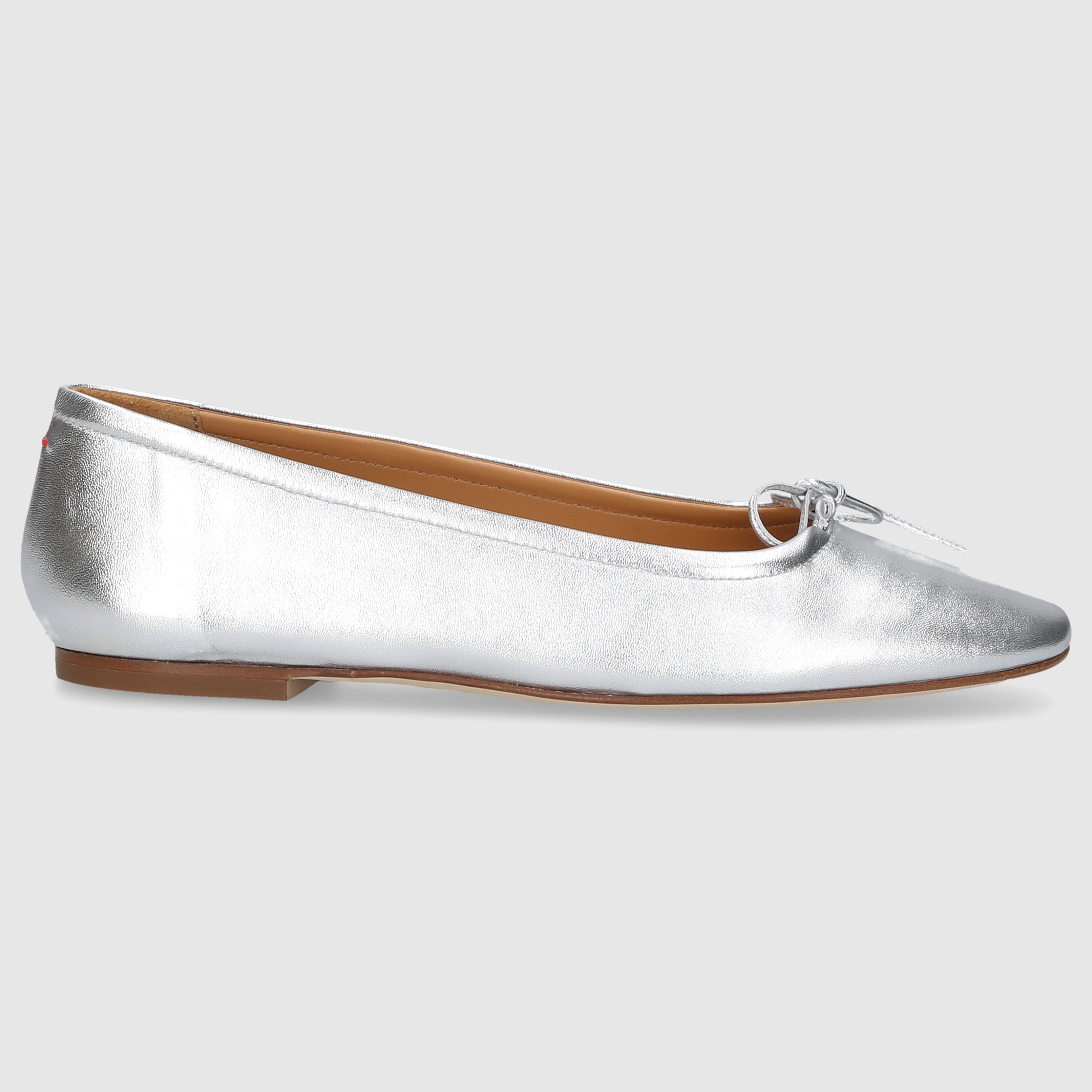 Aeyde Damen Ballerinas DEFLINA Kalbsleder silber