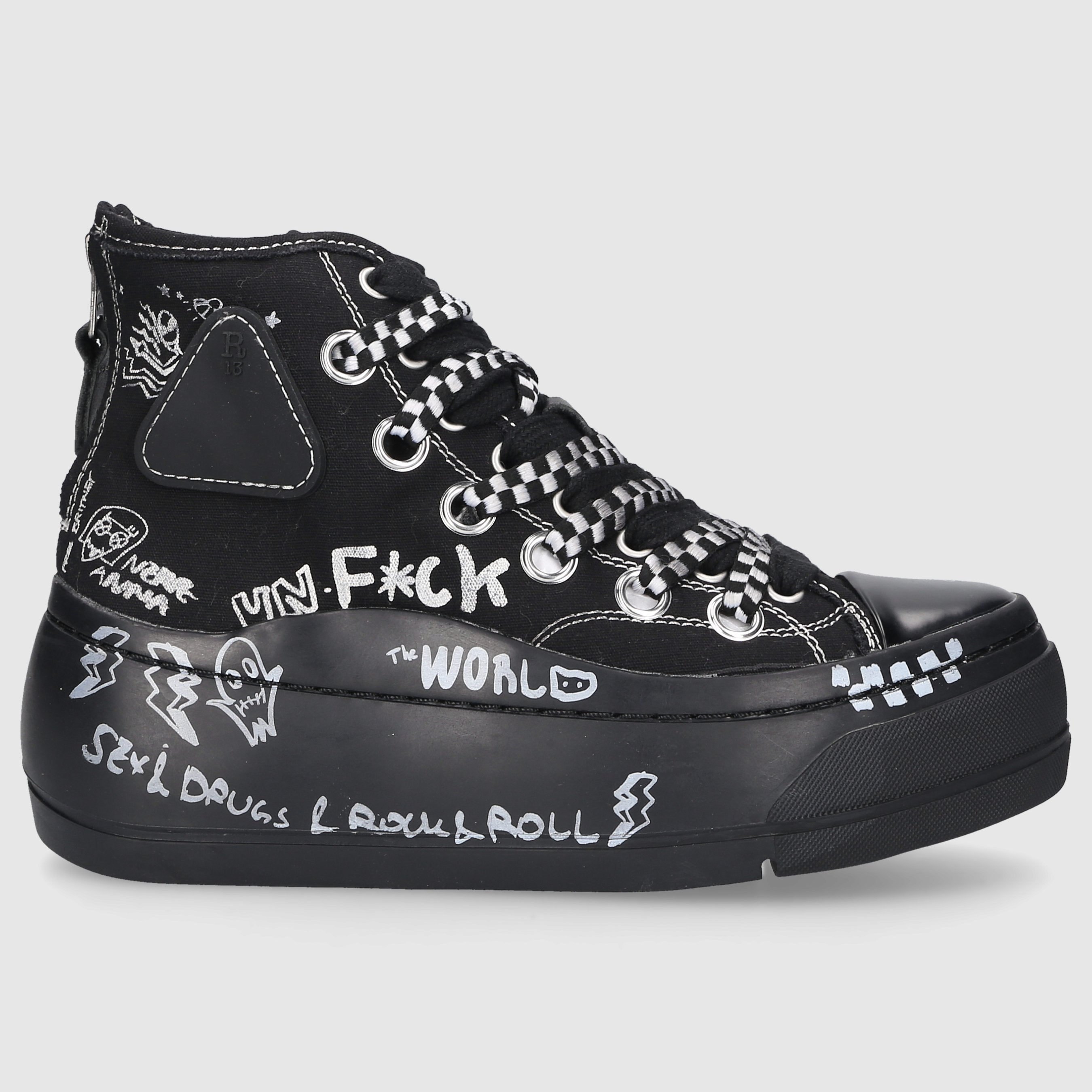 R13 Damen Sneaker high KURT Canvas schwarz