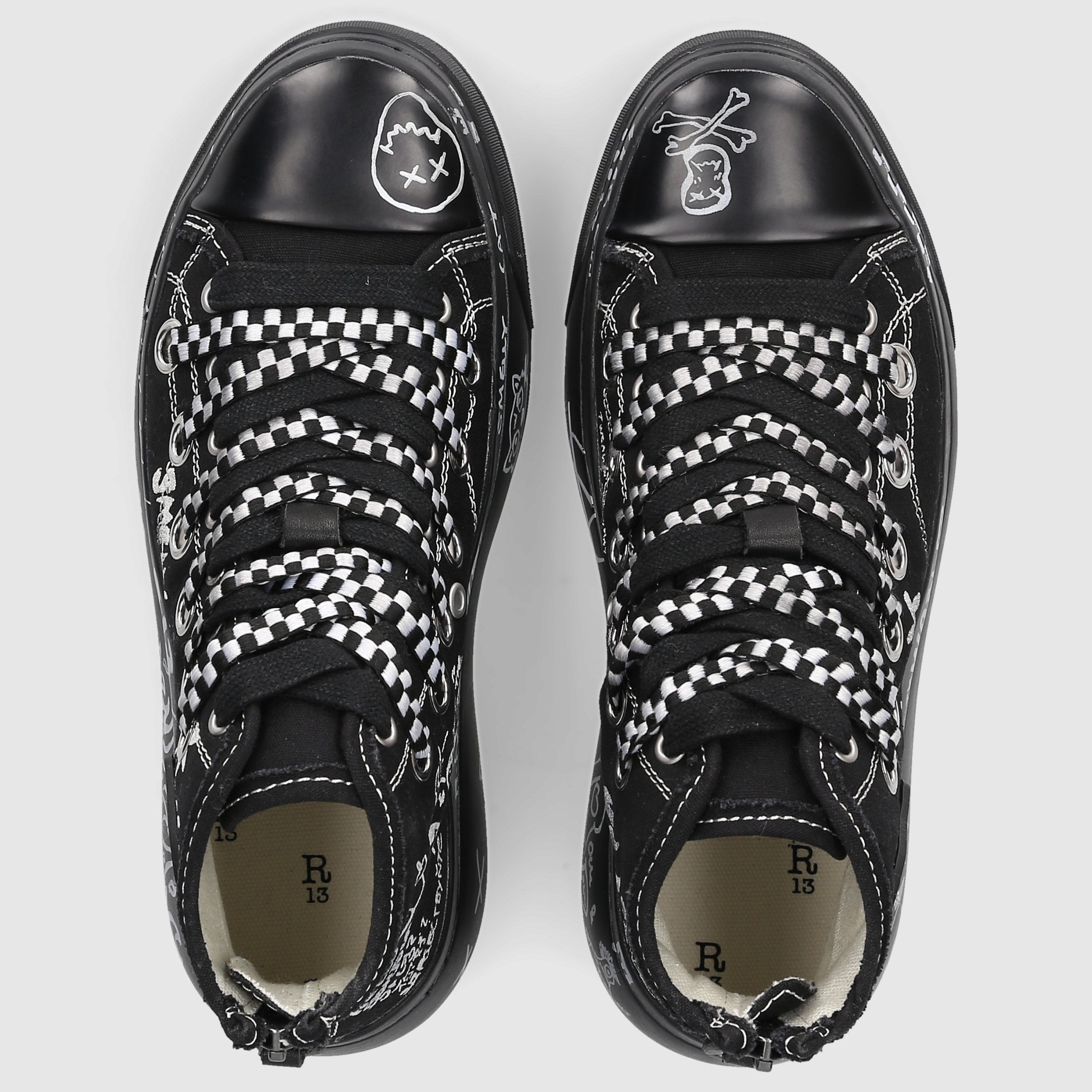 R13 Damen Sneaker high KURT Canvas schwarz