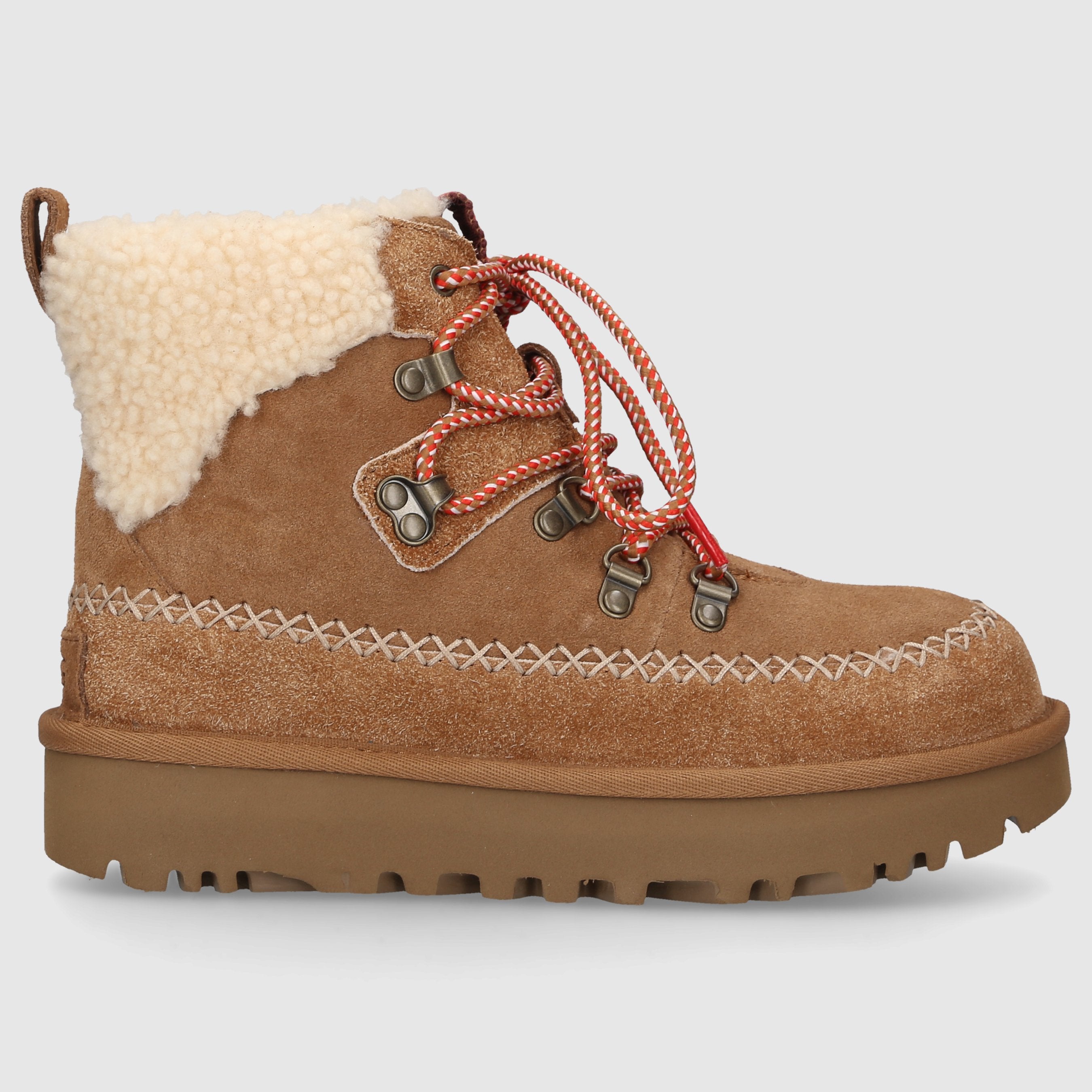 UGG Damen .Stiefeletten CLASSIC ALPINE LACE-UP Veloursleder braun-kombi