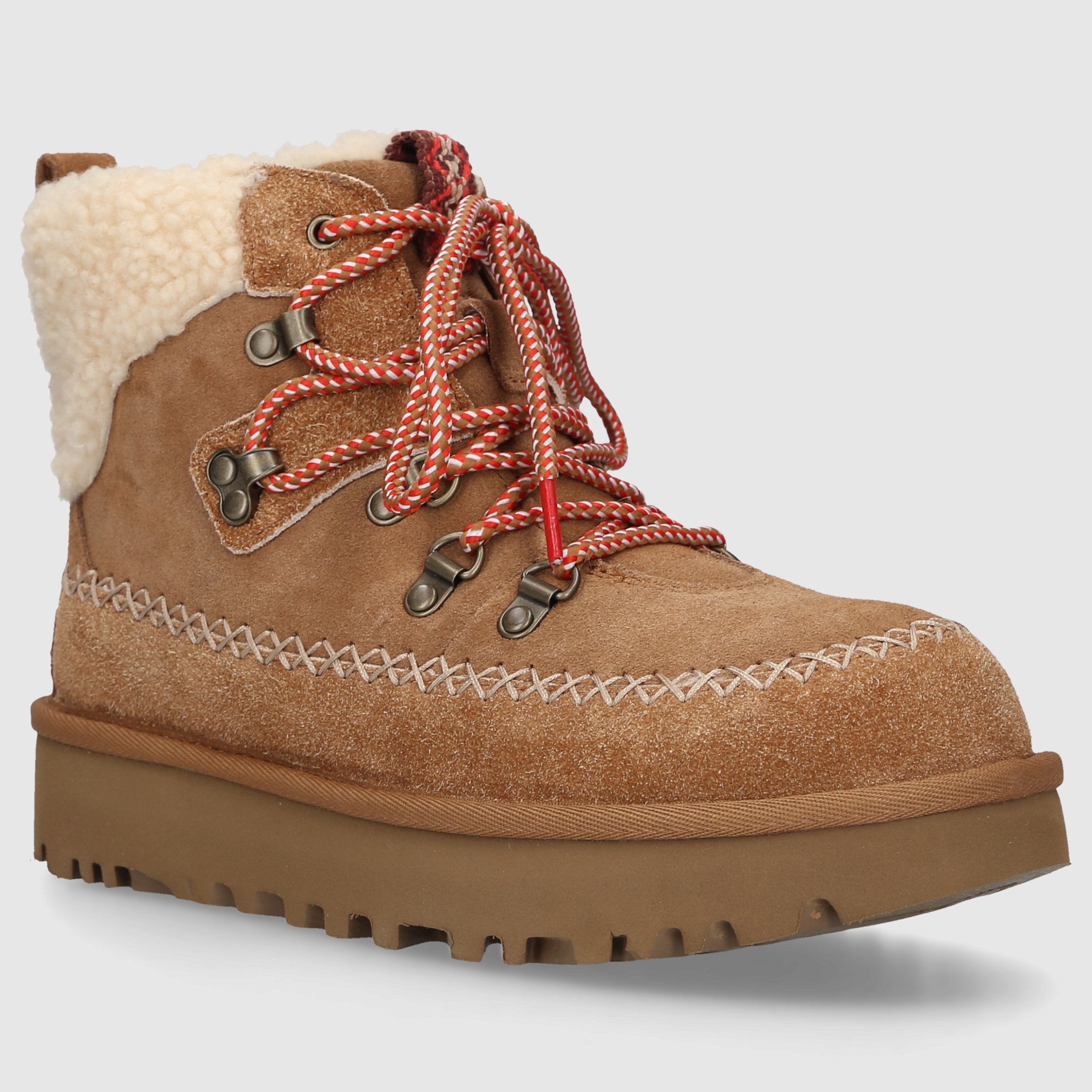 UGG Damen .Stiefeletten CLASSIC ALPINE LACE-UP Veloursleder braun-kombi