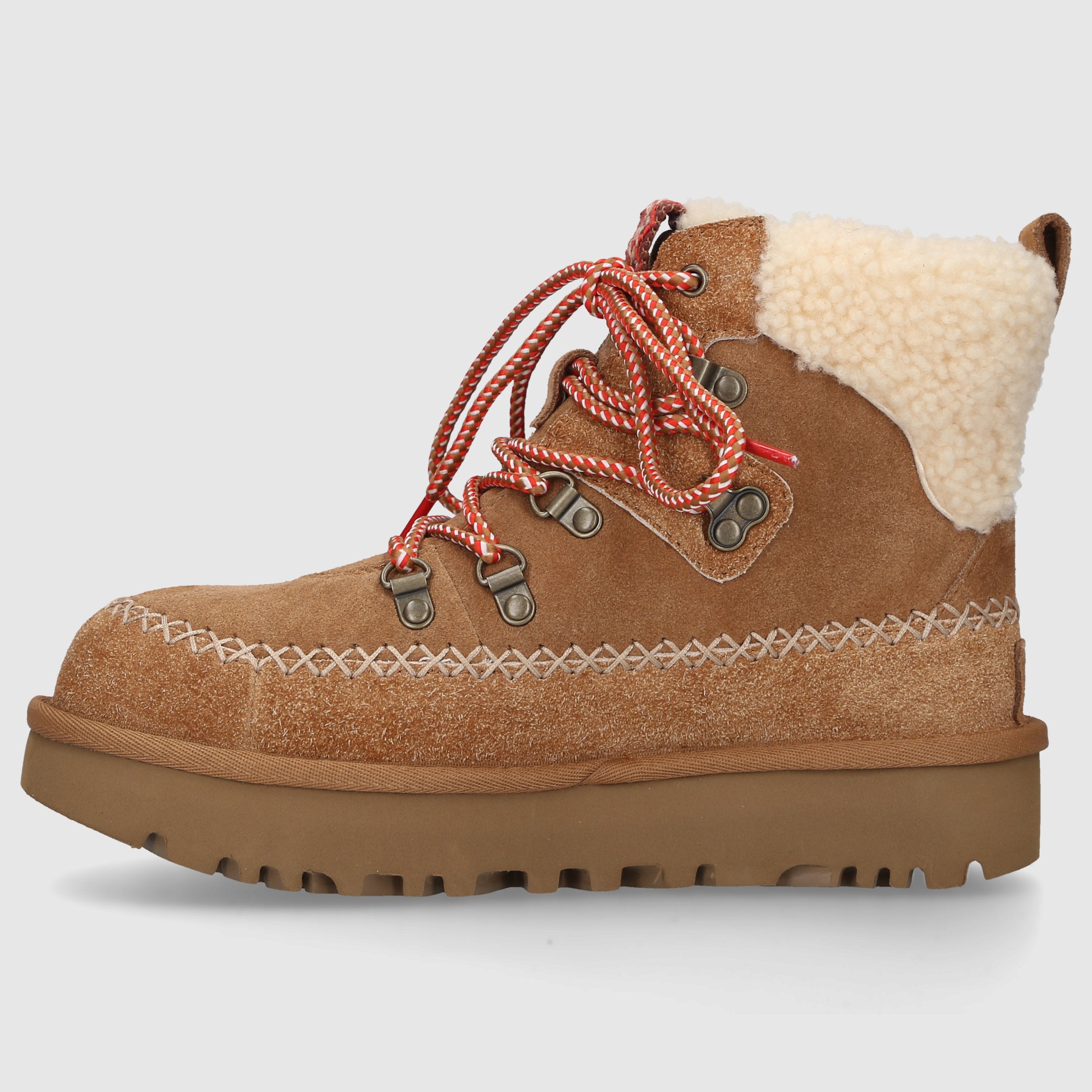 UGG Damen .Stiefeletten CLASSIC ALPINE LACE-UP Veloursleder braun-kombi