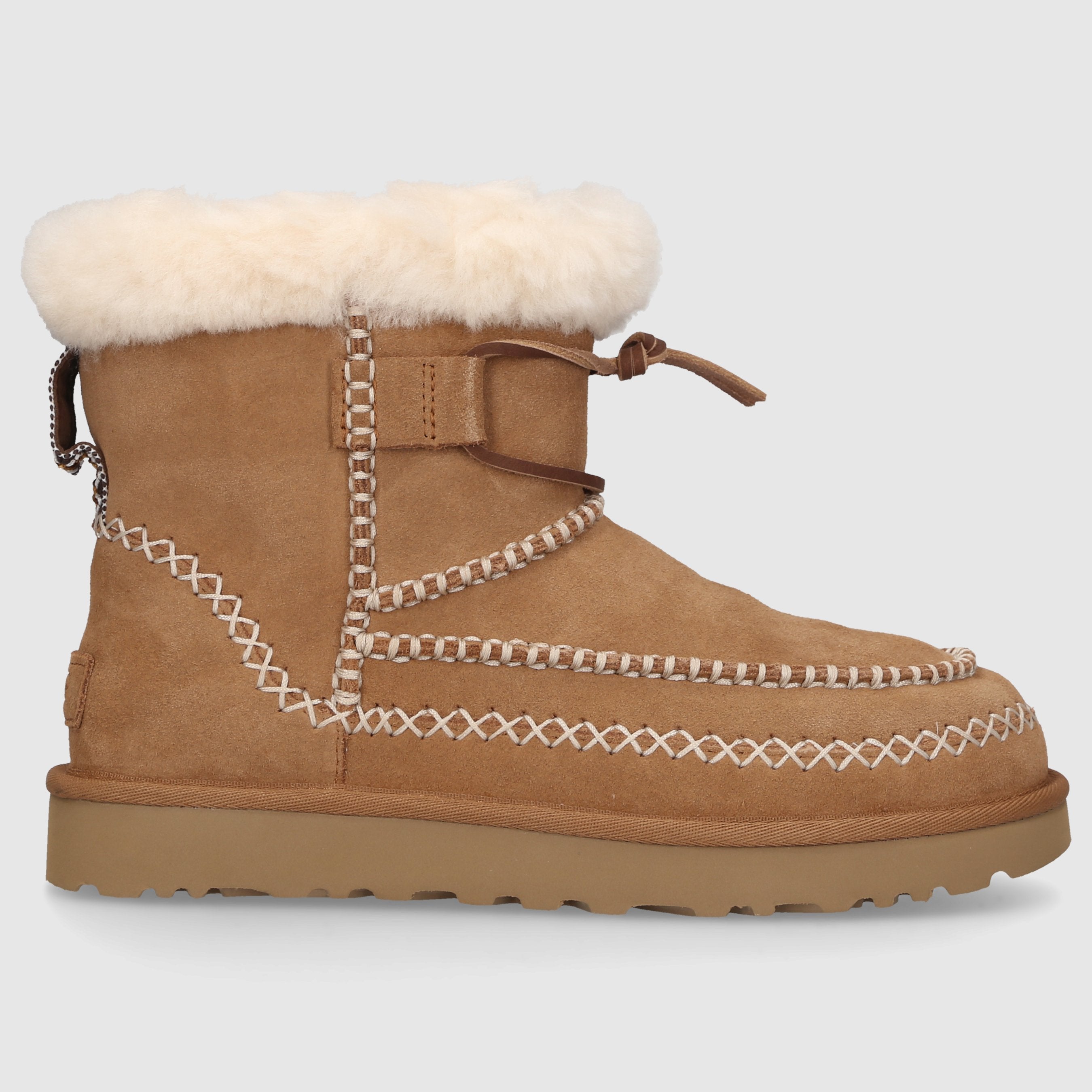 UGG Damen Stiefeletten CLASSIC MINI ALPINE Veloursleder braun-kombi