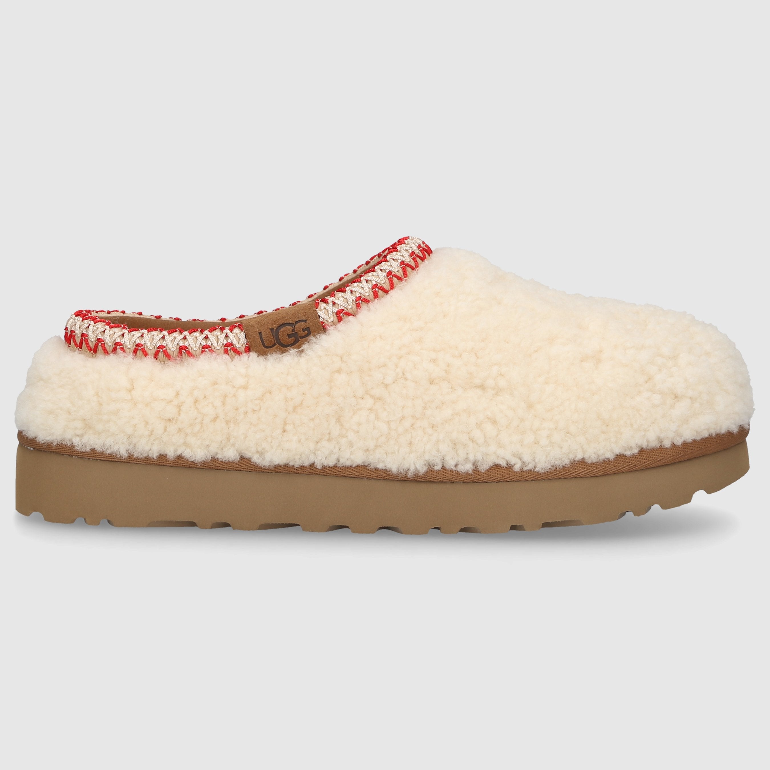 UGG Damen Pantoletten TASMAN MAXI CURLY Lammfell beige-kombi