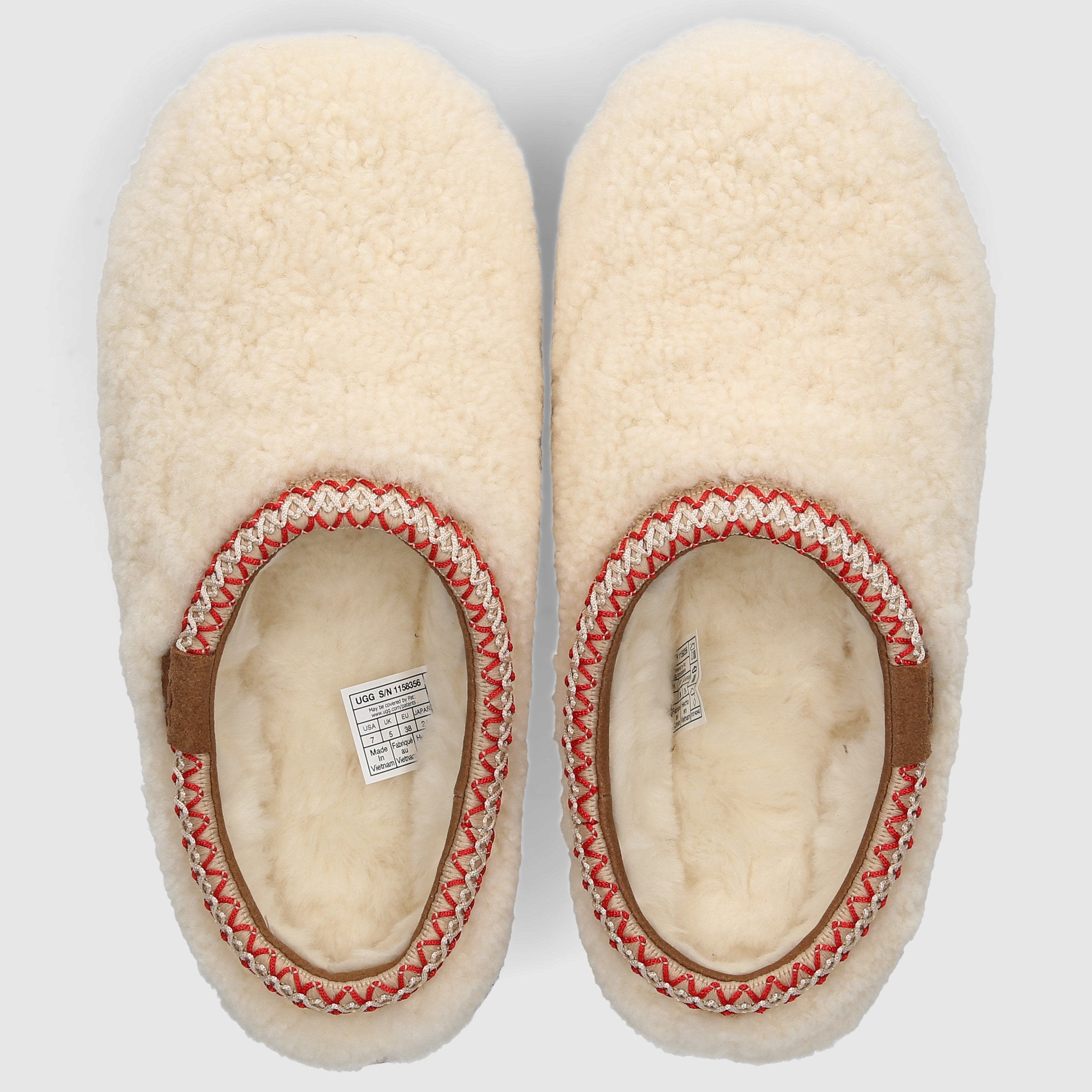 UGG Damen Pantoletten TASMAN MAXI CURLY Lammfell beige-kombi