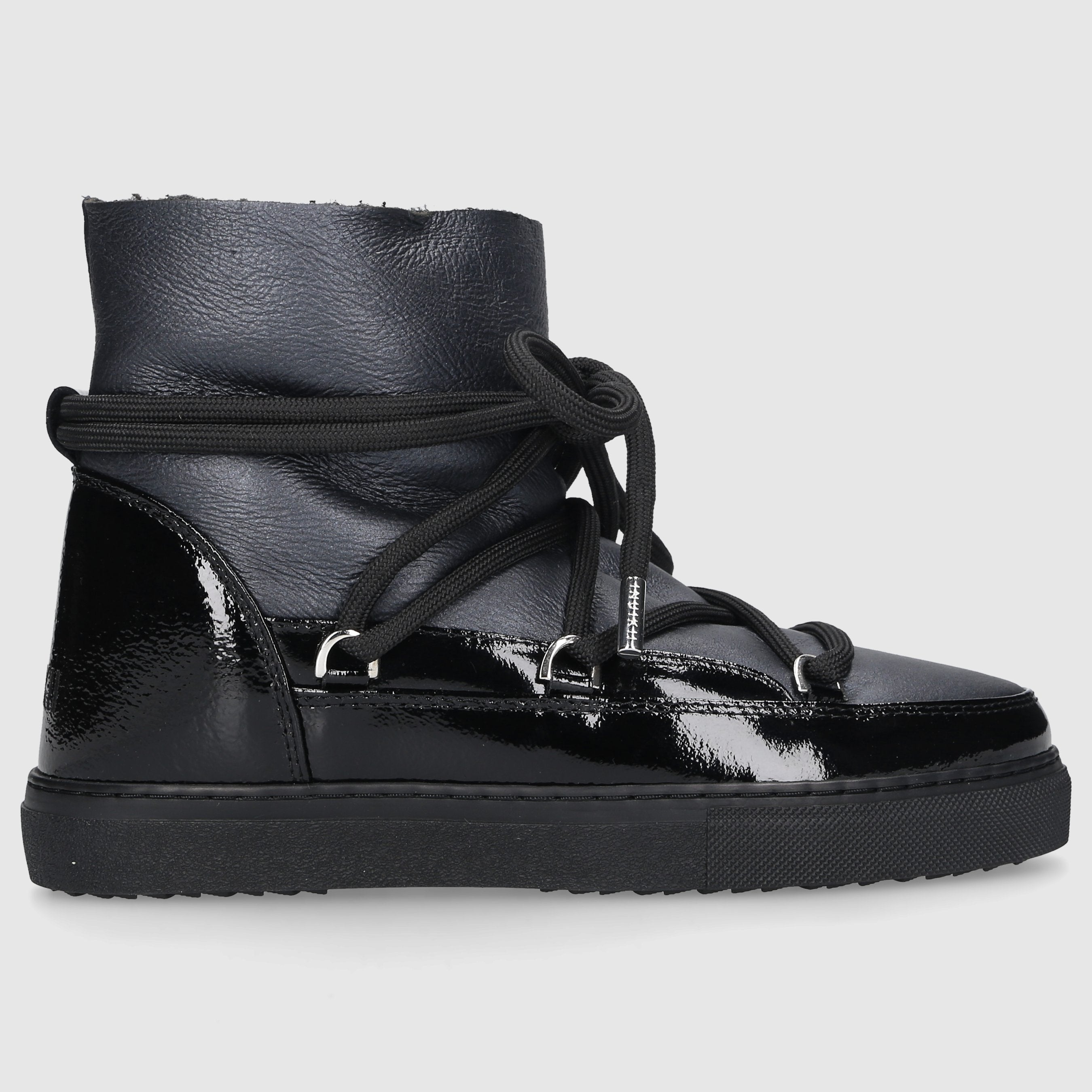 INUIKII Damen Stiefeletten GLOSS Kalbslackleder schwarz