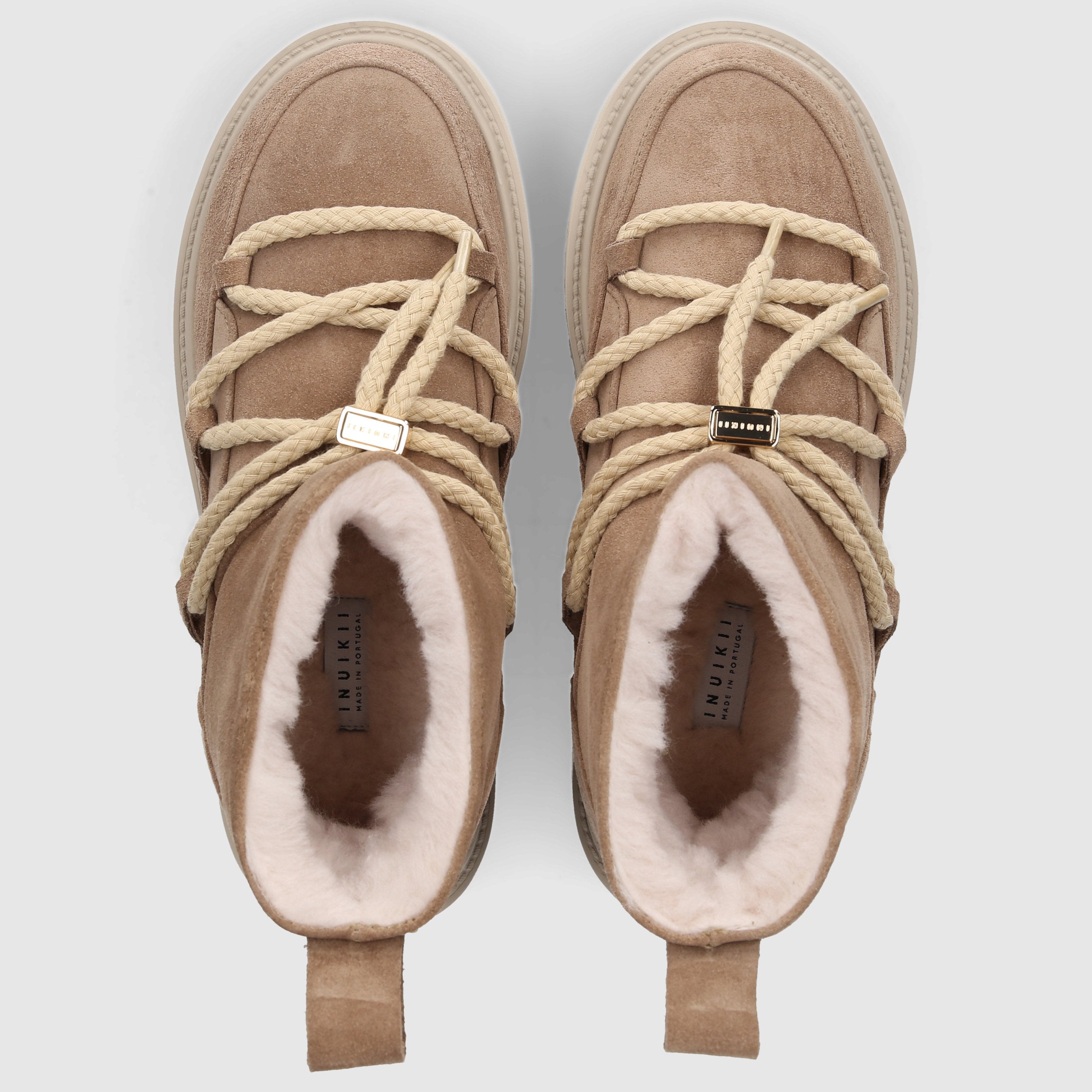 INUIKII Damen Stiefeletten CLASSIC LOW PLATFORM Veloursleder beige