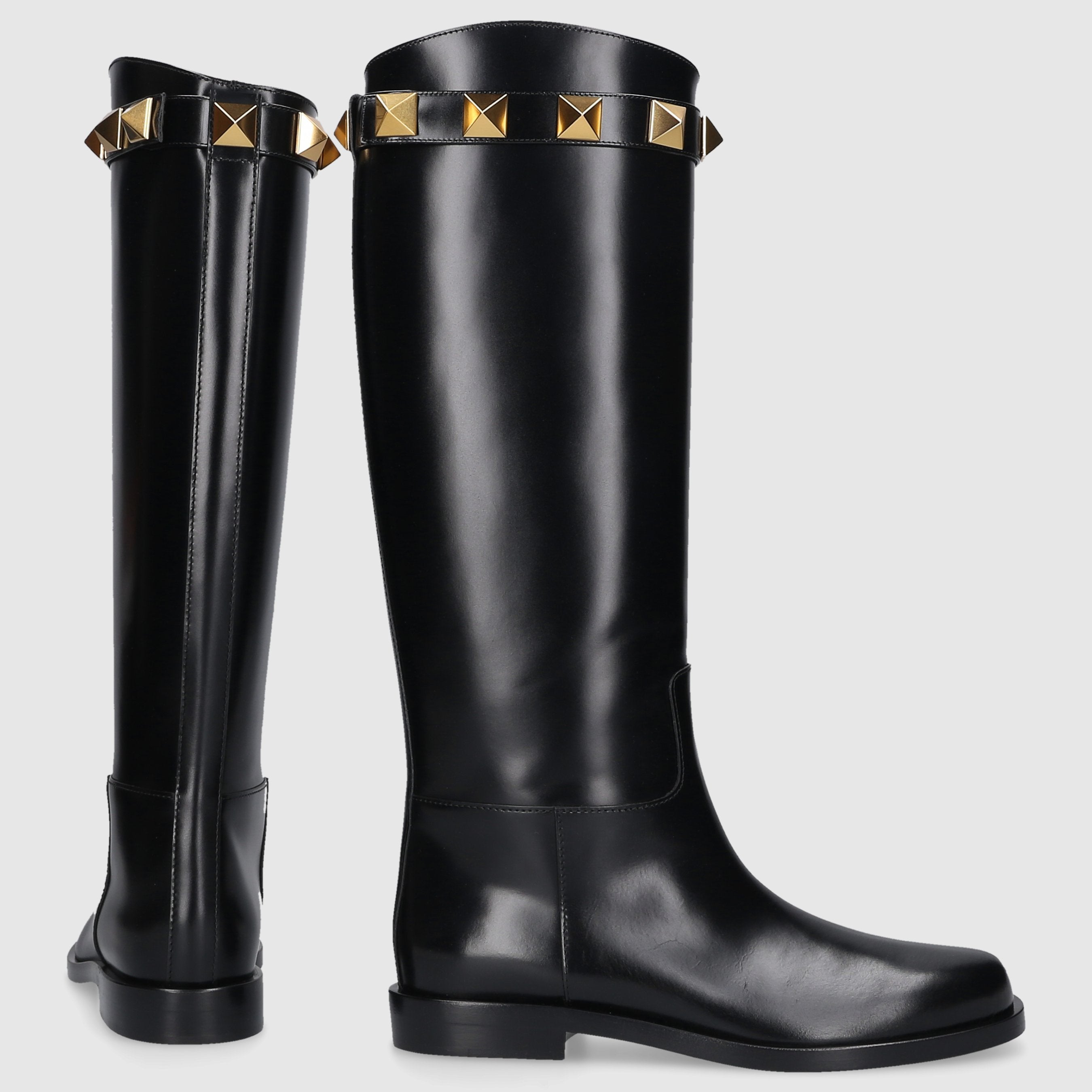 Valentino Garavani Damen Stiefel Schwarz ROMAN STUD Kalbsleder