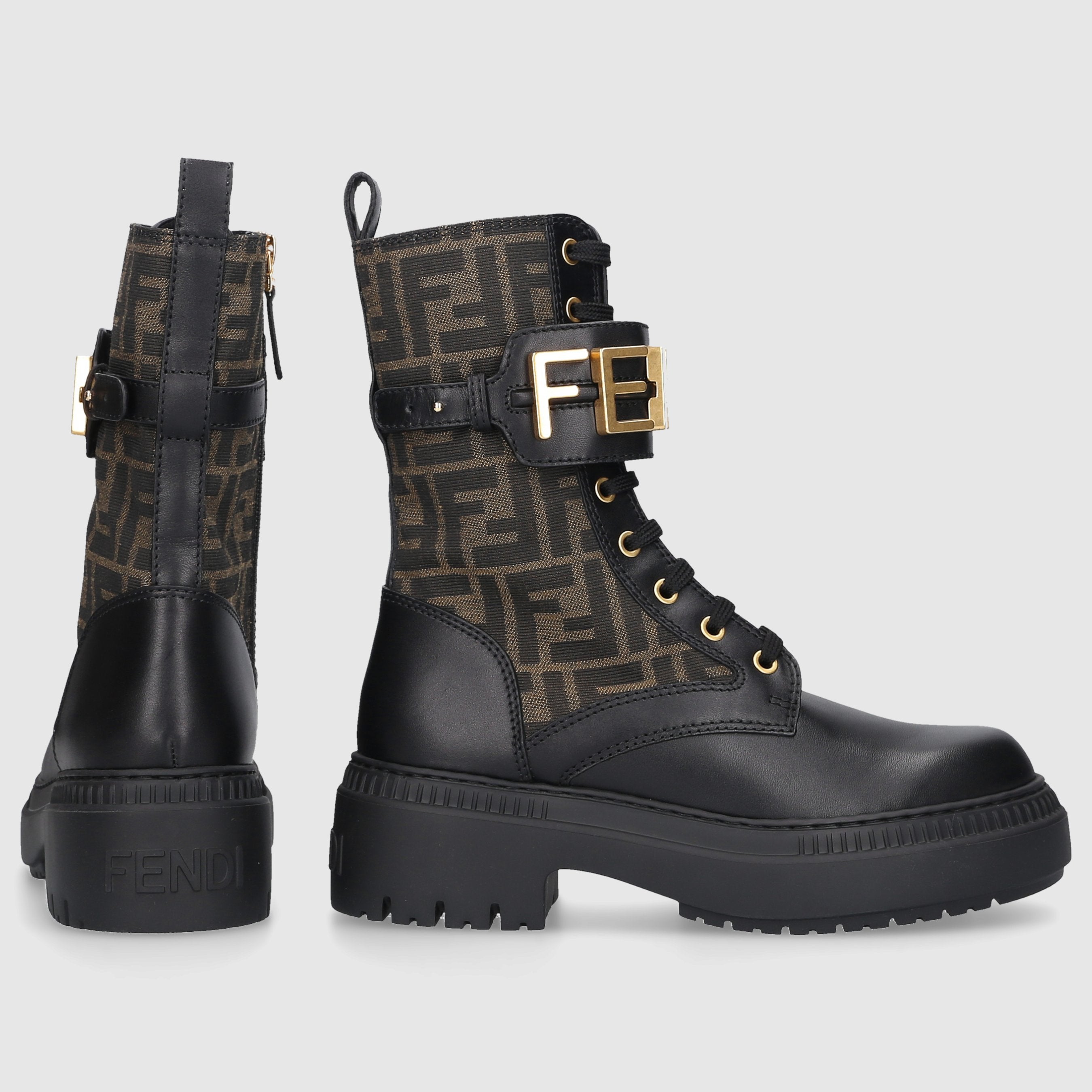 FENDI Damen Stiefeletten Braun FENDIGRAPHY Kalbsleder