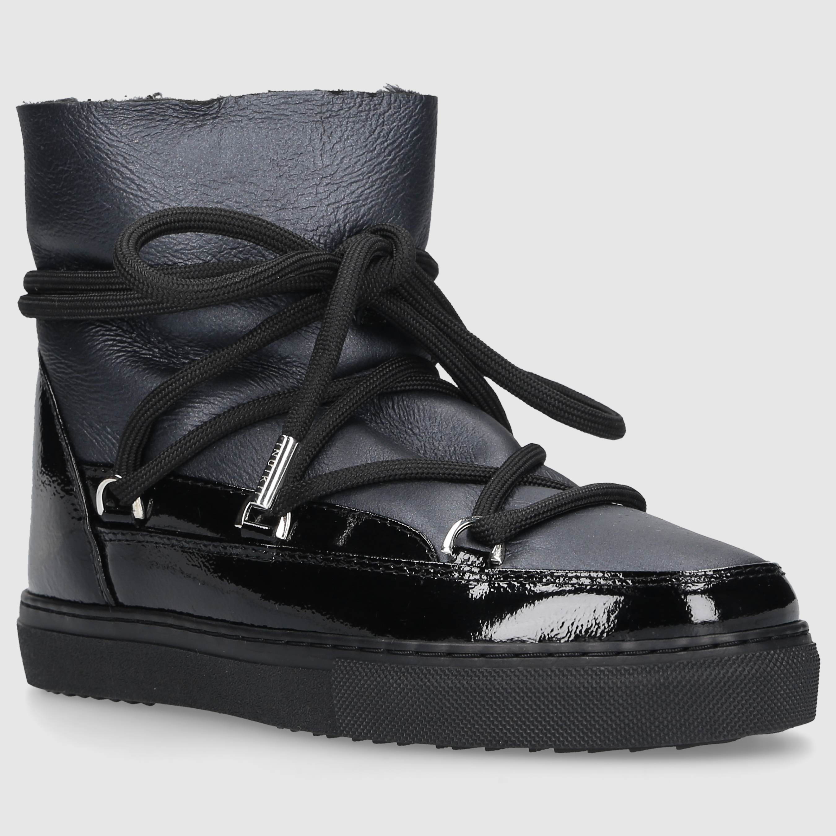 INUIKII Damen Stiefeletten GLOSS Kalbslackleder schwarz