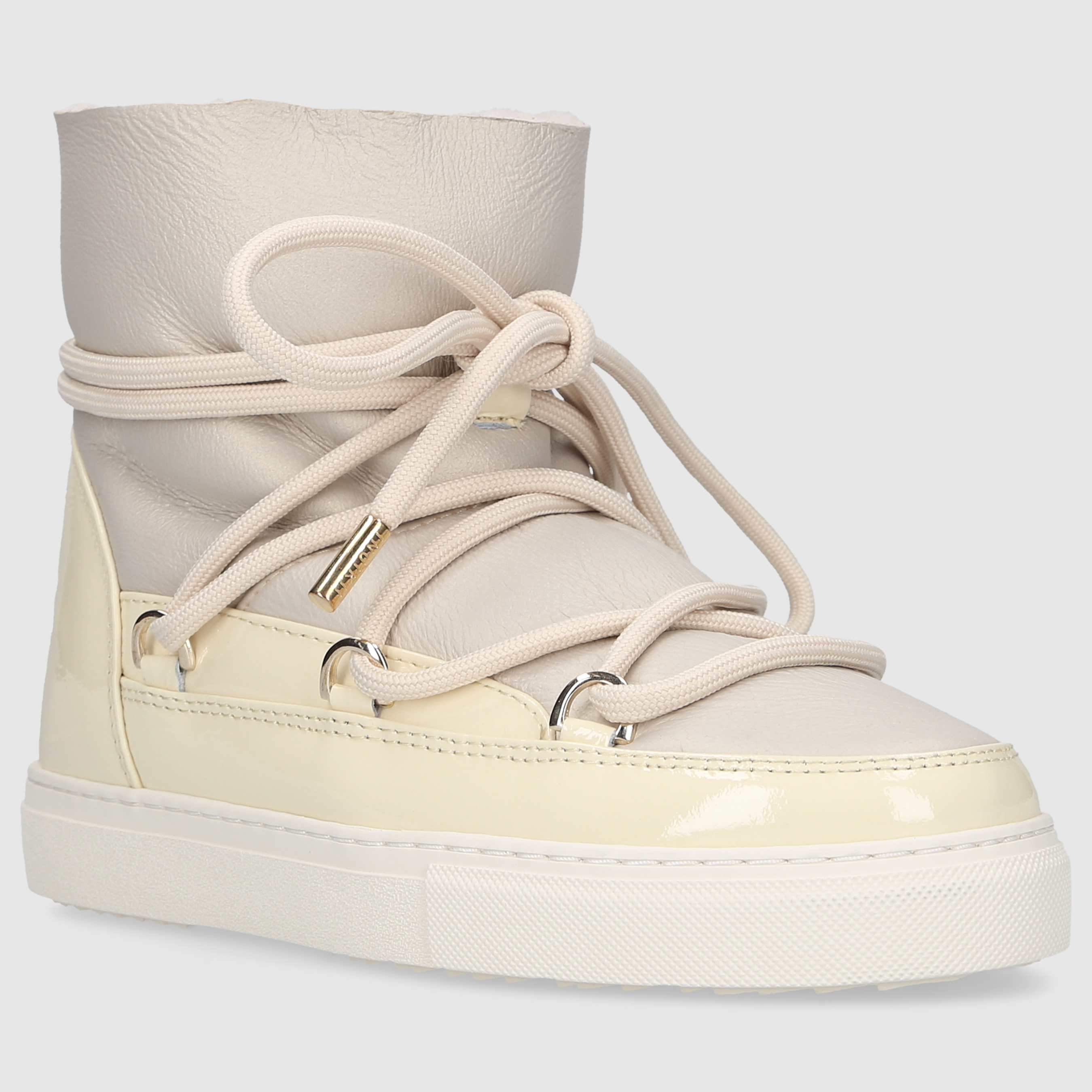 INUIKII Damen Stiefeletten GLOSS Kalbslackleder grau-kombi