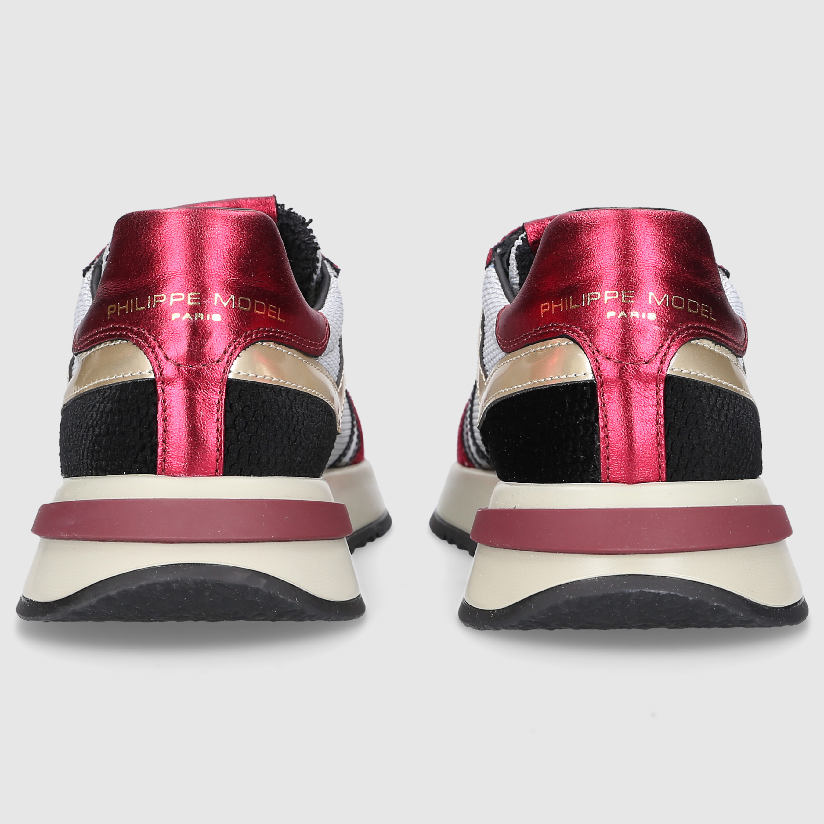 Philippe Model Damen Schuhe TROPEZ 2.1 LOW WOMAN Silver/Bordeaux