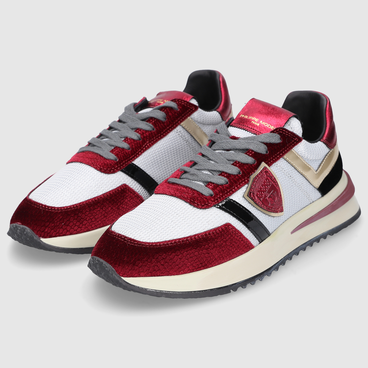 Philippe Model Women's Sneaker TROPEZ 2.1 LOW WOMAN Silver/Bordeaux