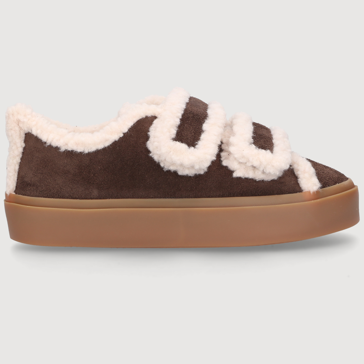 Inuikii Damen Loafer SHEARLING LOW VELCRO Dark Brown