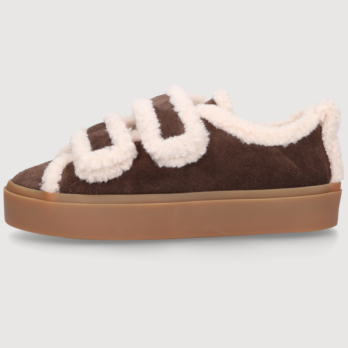Inuikii Damen Loafer SHEARLING LOW VELCRO Dark Brown