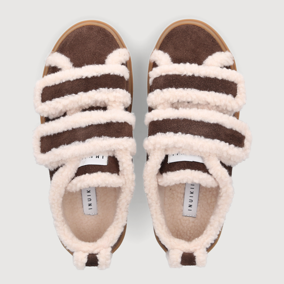 Inuikii Damen Loafer SHEARLING LOW VELCRO Dark Brown