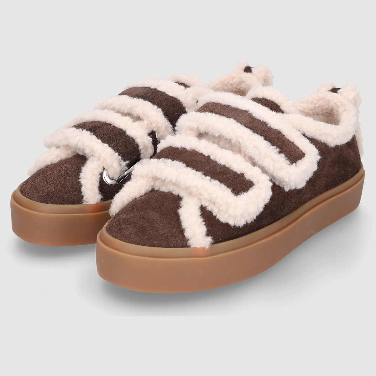 Inuikii Damen Loafer SHEARLING LOW VELCRO Dark Brown