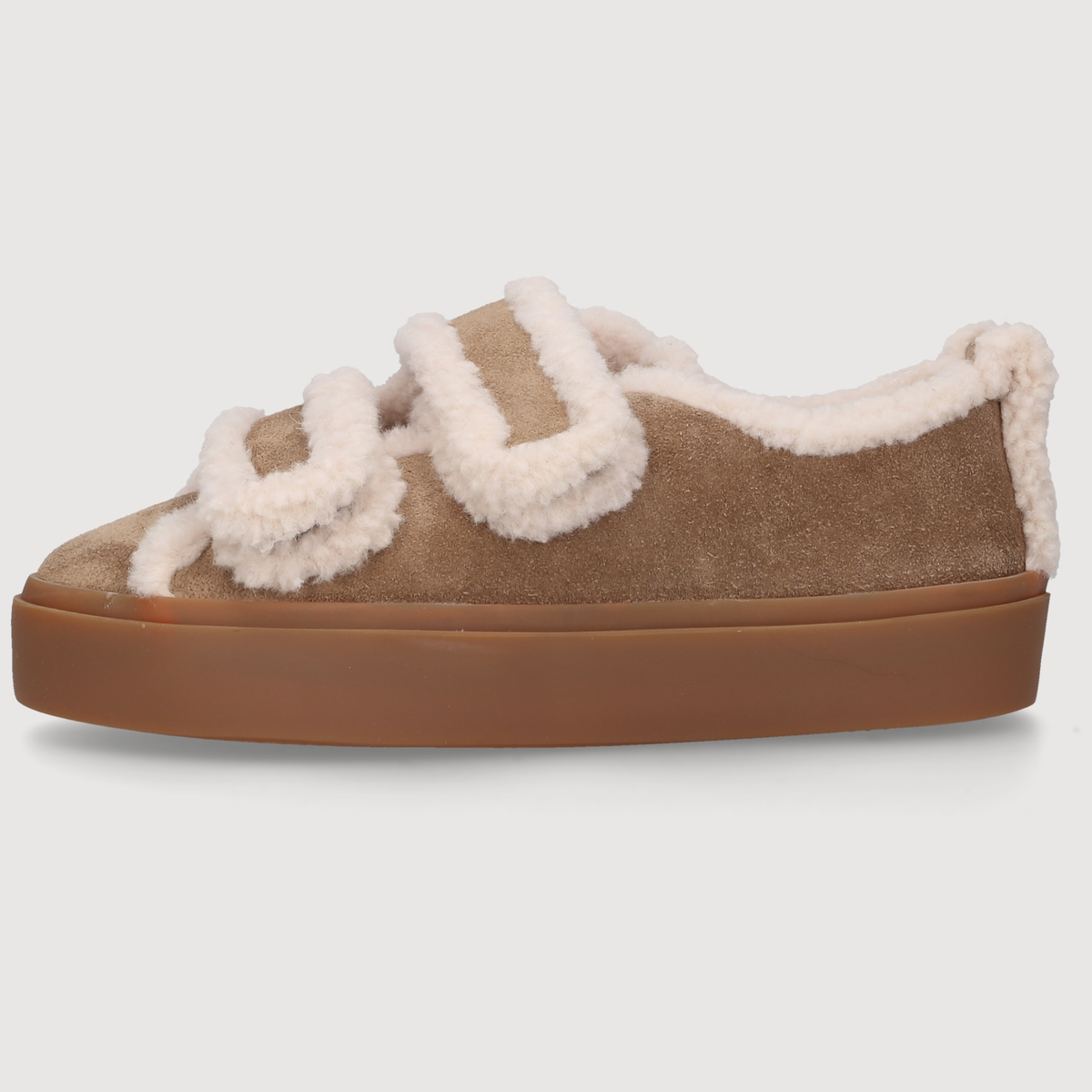 Inuikii Damen Loafer SHEARLING LOW VELCRO Light Beige