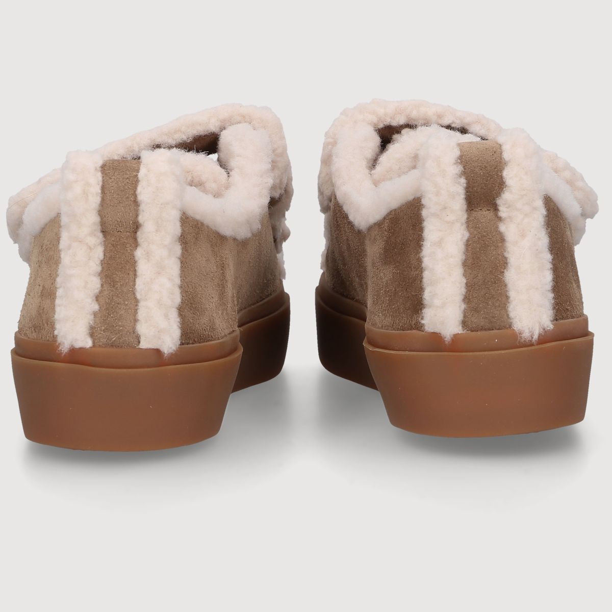 Inuikii Damen Loafer SHEARLING LOW VELCRO Light Beige