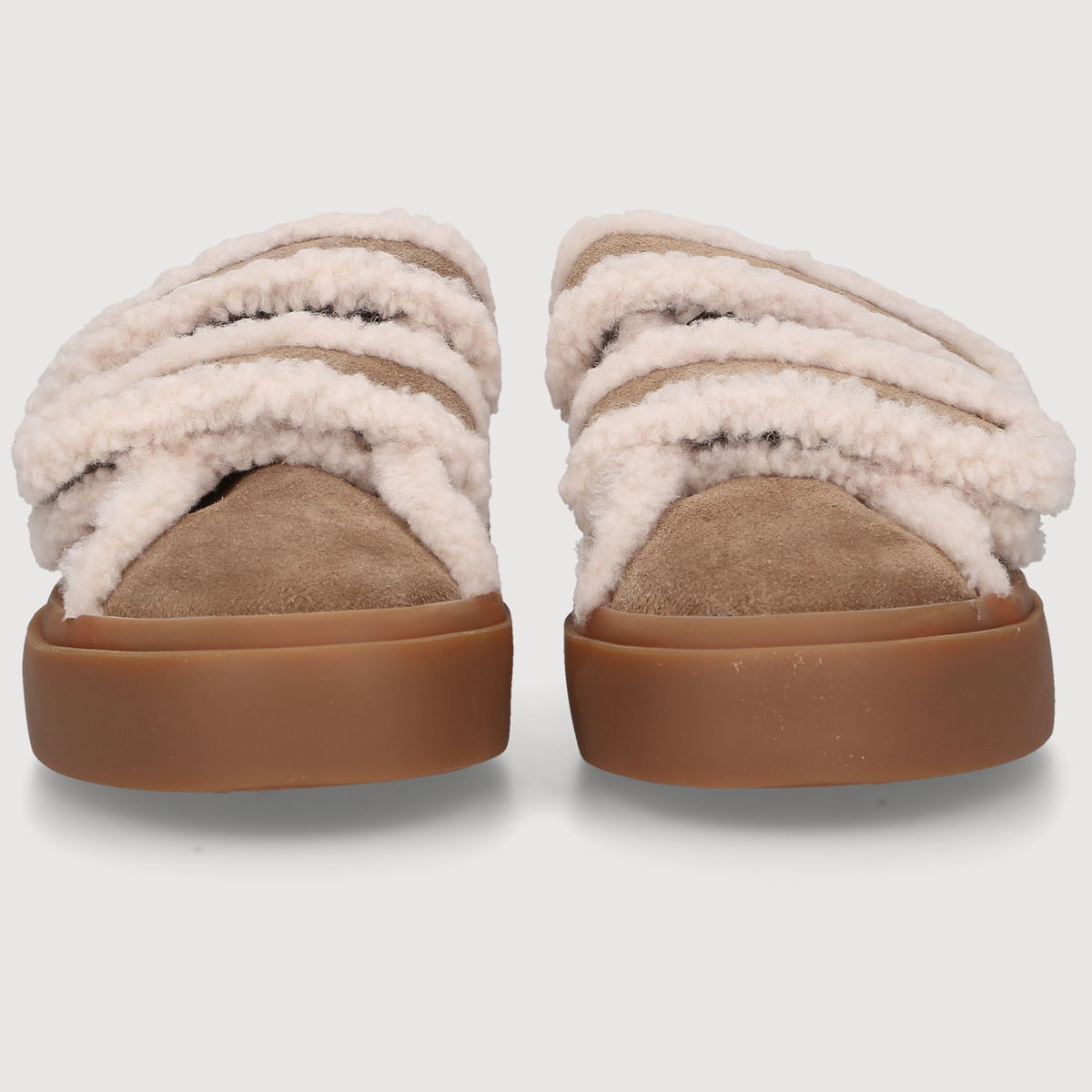 Inuikii Damen Loafer SHEARLING LOW VELCRO Light Beige